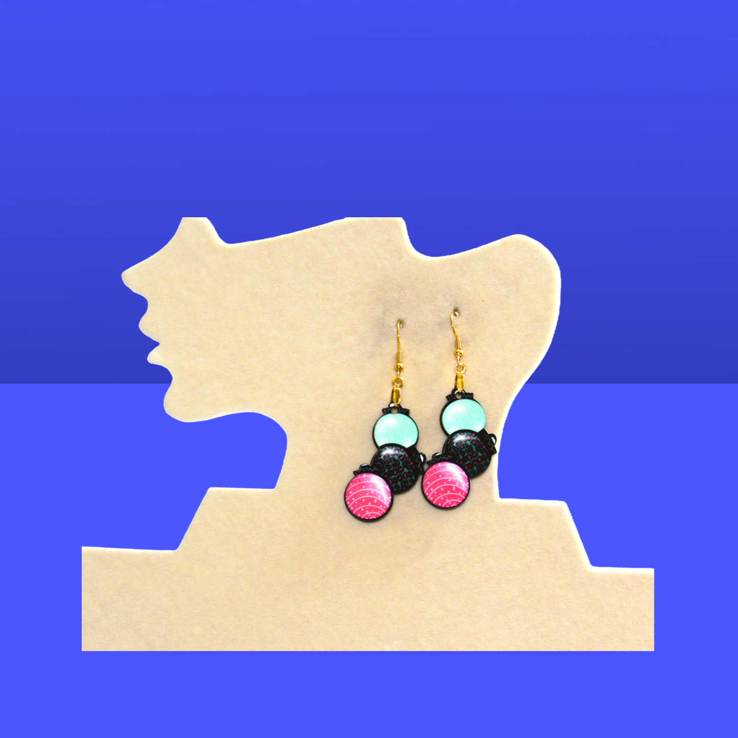 Triple Bulb Shaped Sublimated Earring