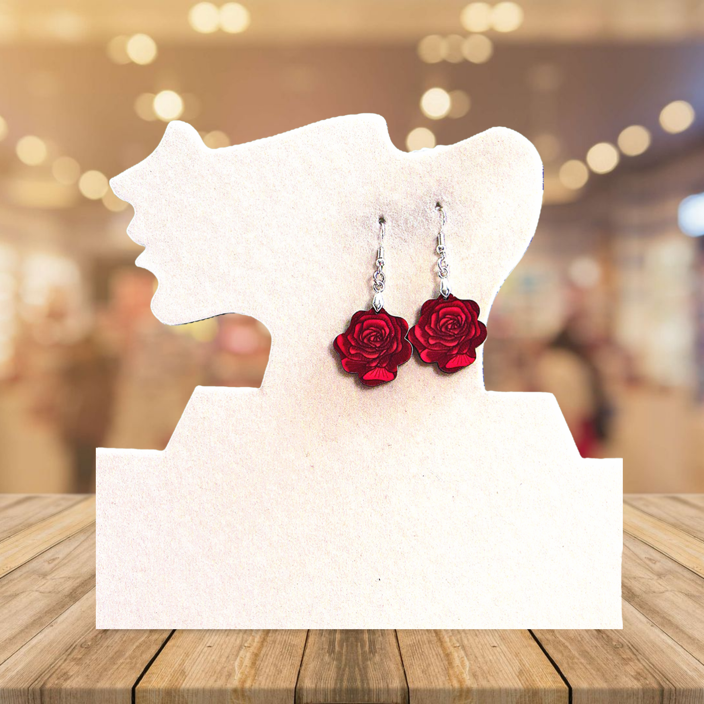 Rose Shaped Sublimated Earrings MDF 1 inch