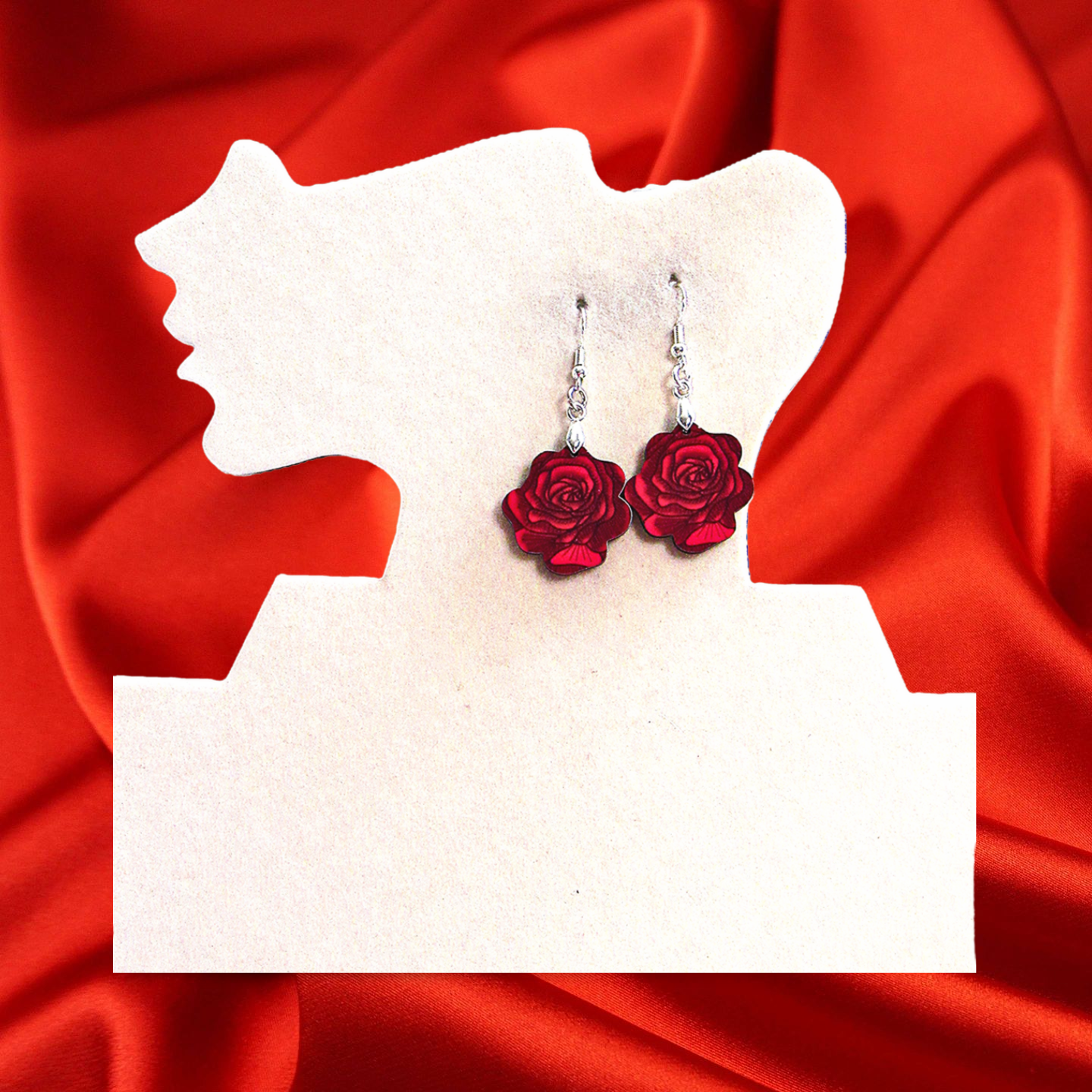 Rose Shaped Sublimated Earrings MDF 1 inch