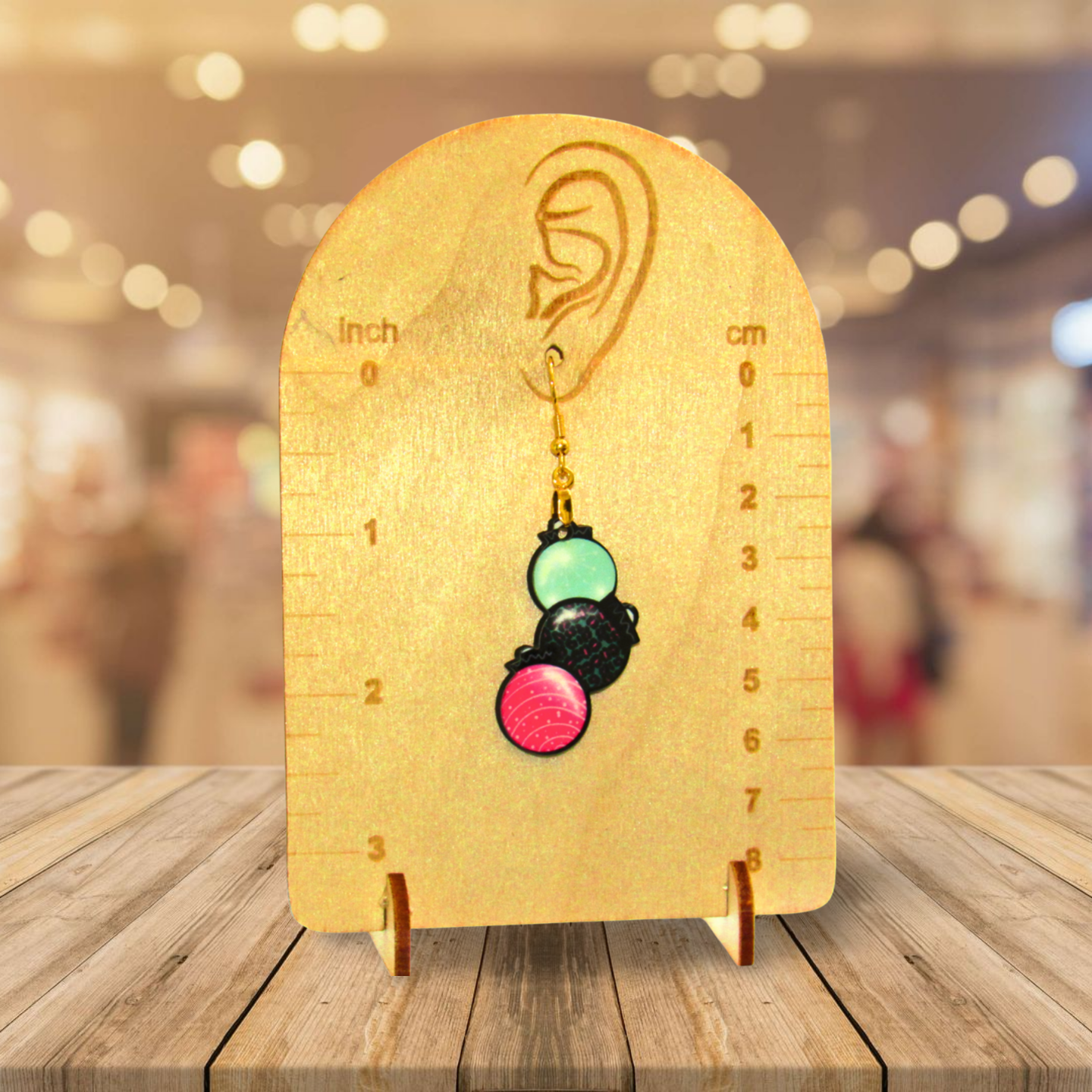 Triple Bulb Shaped Sublimated Earring