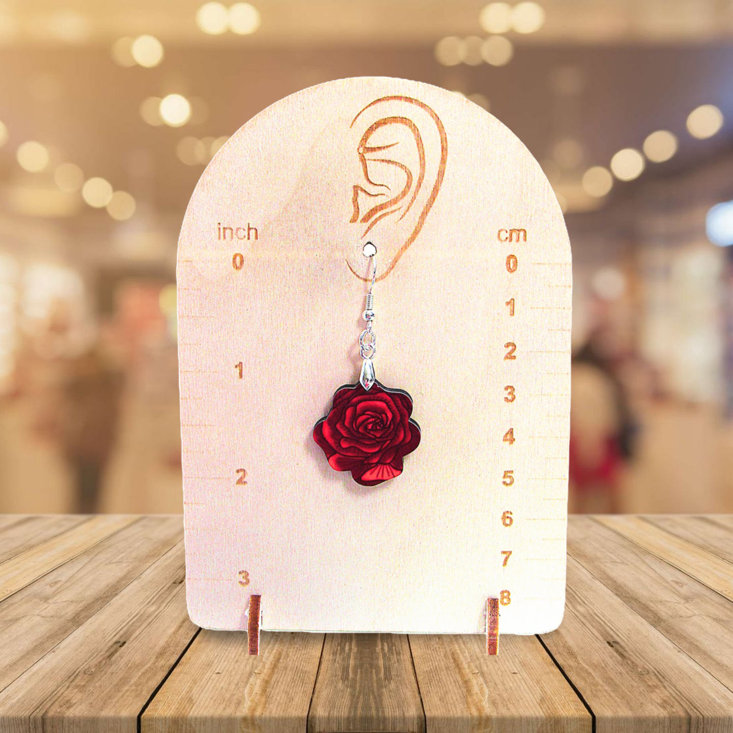 Rose Shaped Sublimated Earrings MDF 1 inch