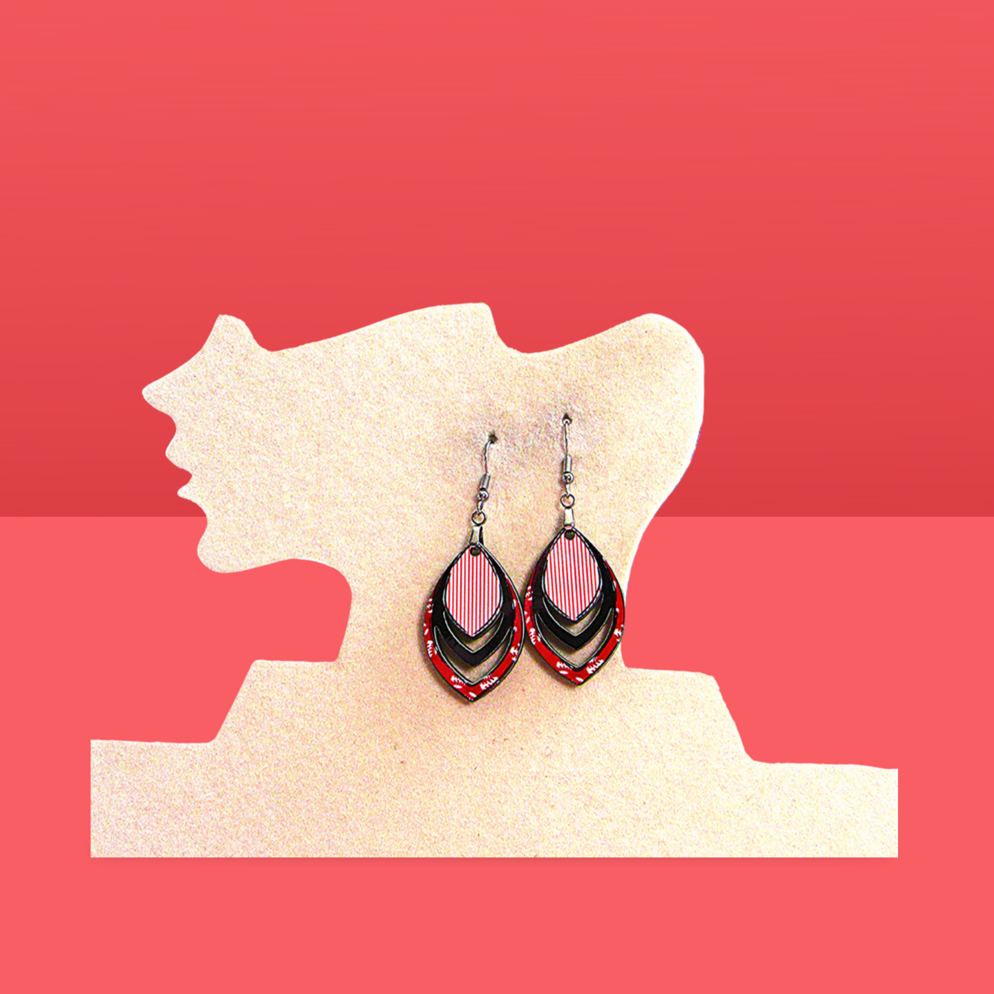Open Teardrop Shaped Sublimated Earrings 1.5 inch