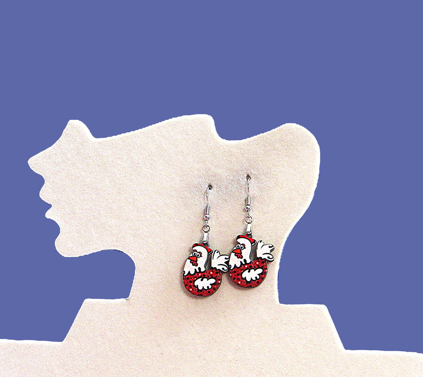 Chicken Shaped Sublimated Earrings