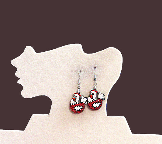 Chicken Shaped Sublimated Earrings