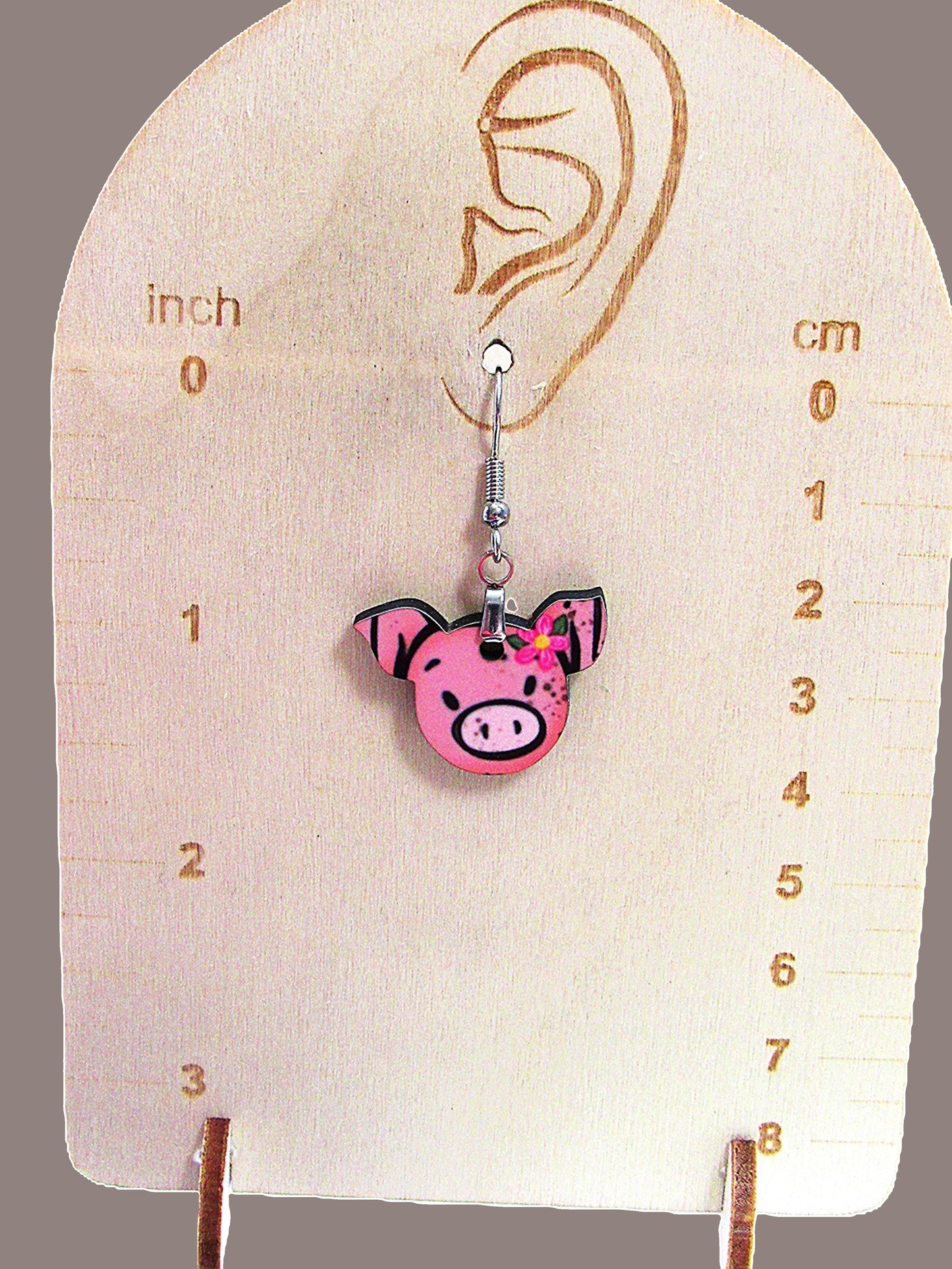 Pig Head Shaped Sublimated Earrings 1 inch
