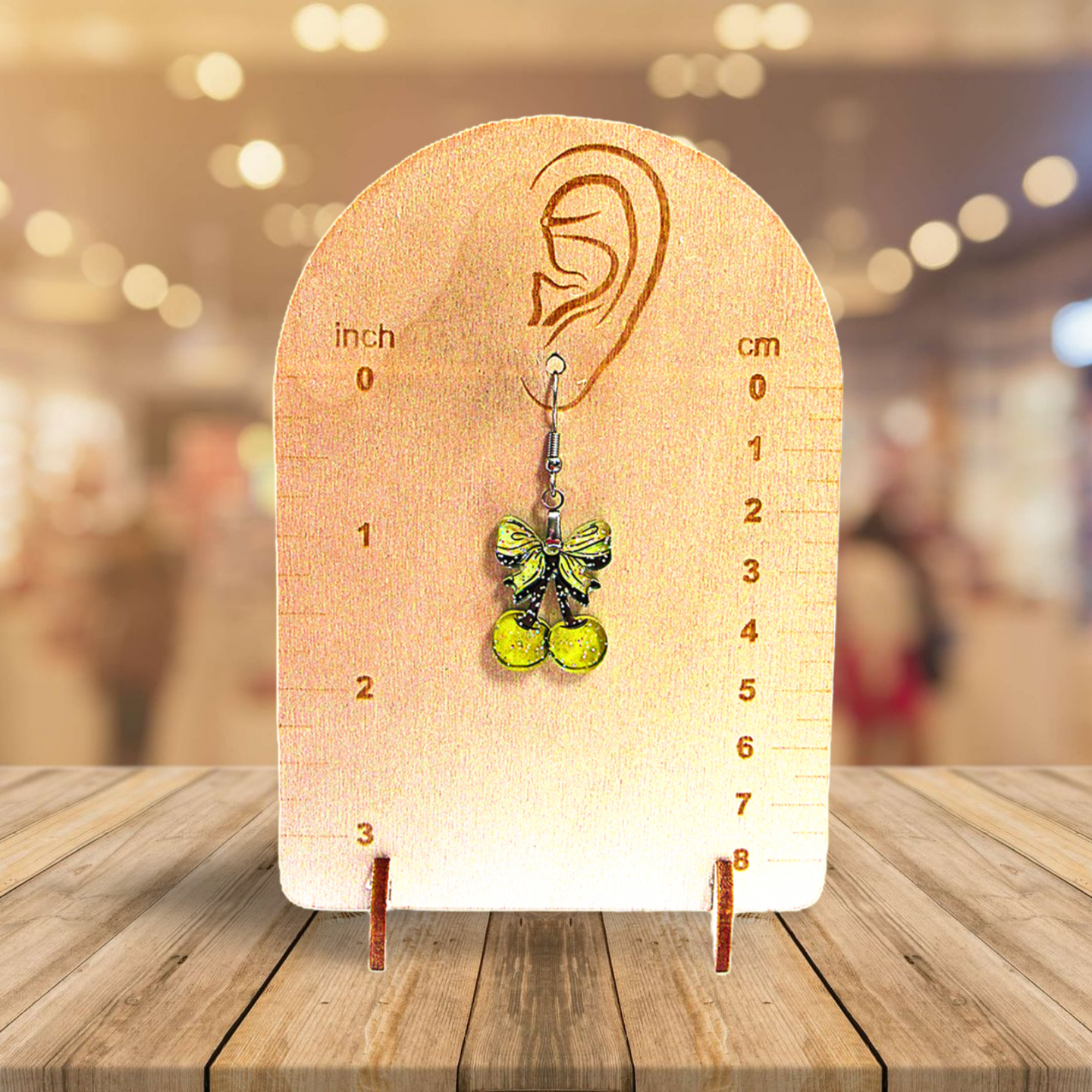 Glitter Acrylic Cherries with Bow Shaped Sublimated Earrings 1 inch