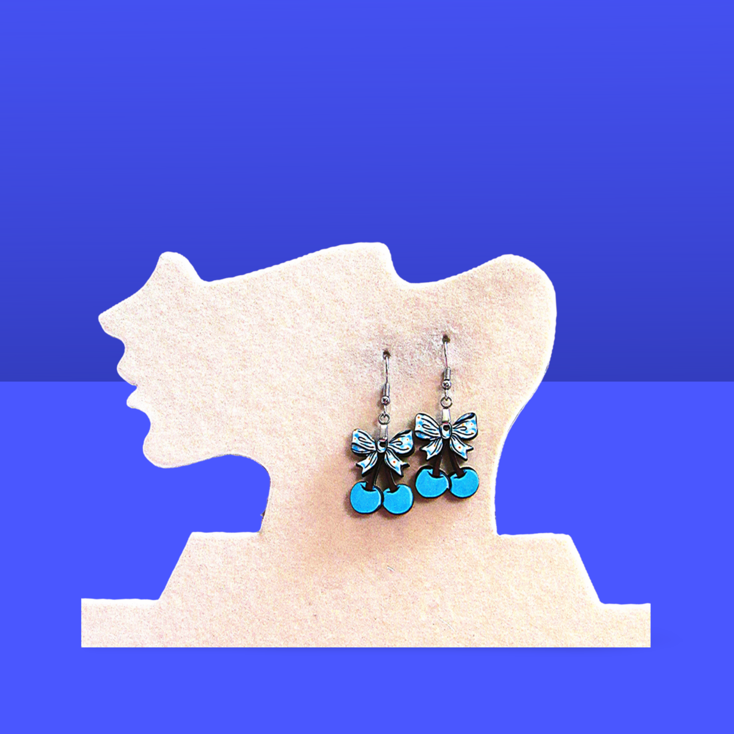 Cherries with Bow Shaped Sublimated Earrings 1 inch