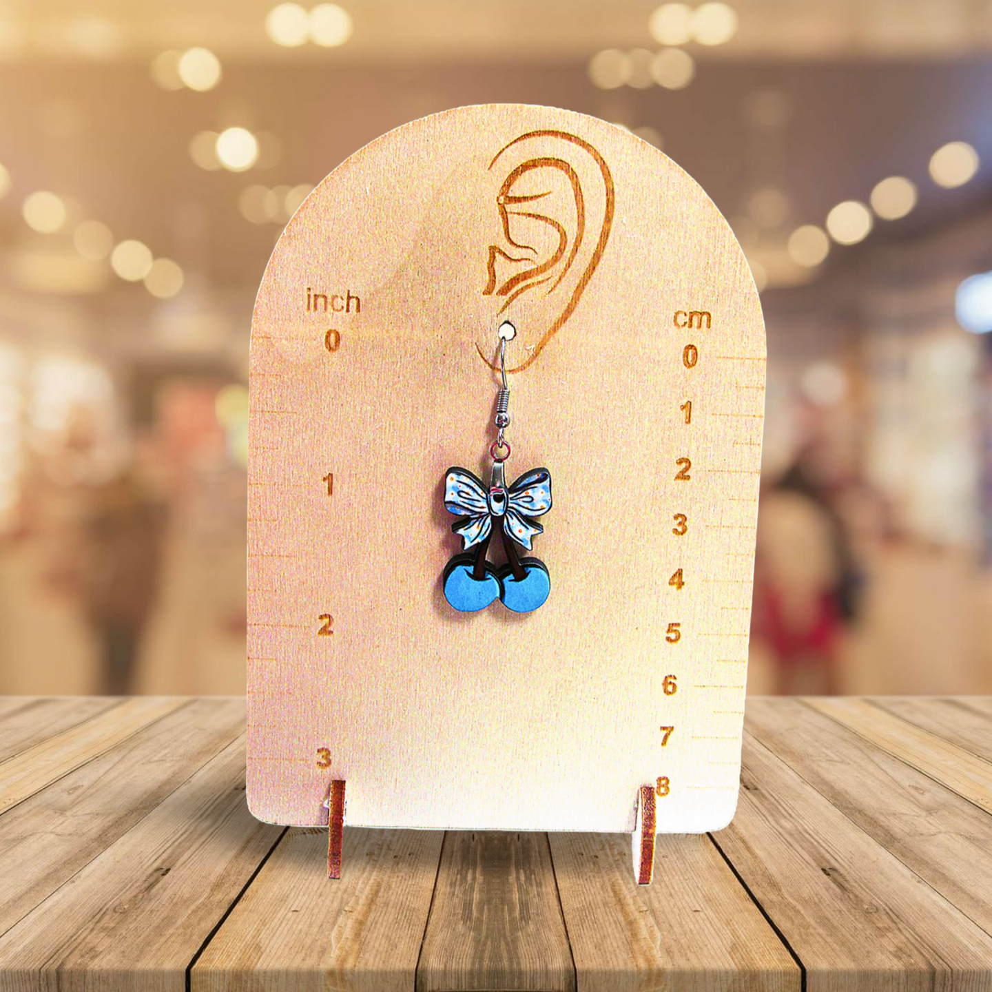 Cherries with Bow Shaped Sublimated Earrings 1 inch