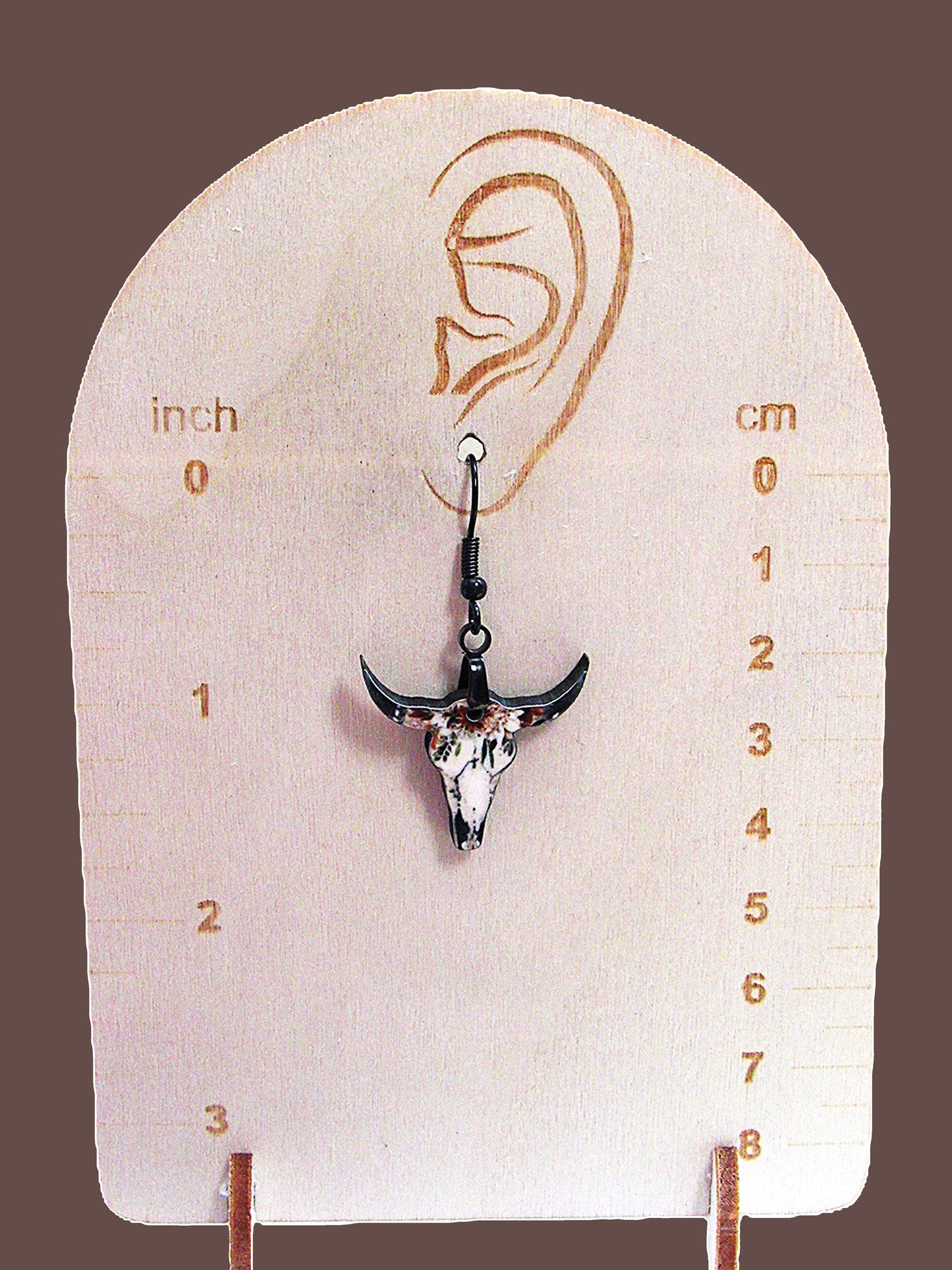 Steer Skull Shaped Sublimated Earrings 1 inch