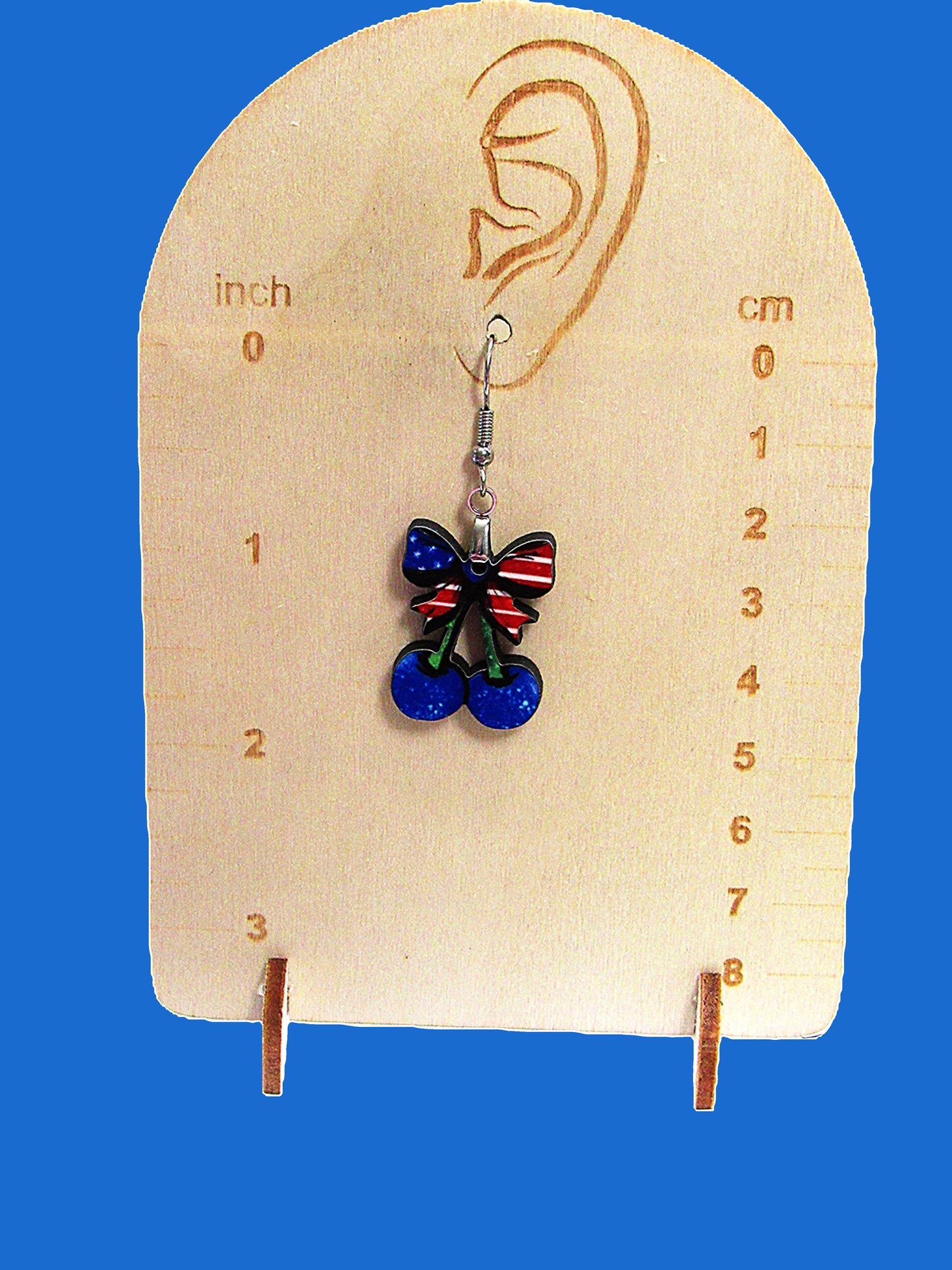 Cherries with Bow Shaped Sublimated Earrings 1 inch