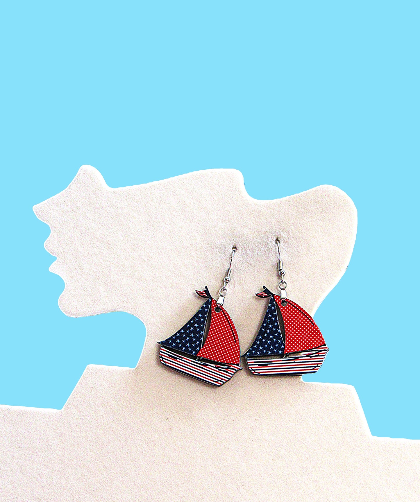 Sailboat Shaped Sublimated Earrings 1.5 inch