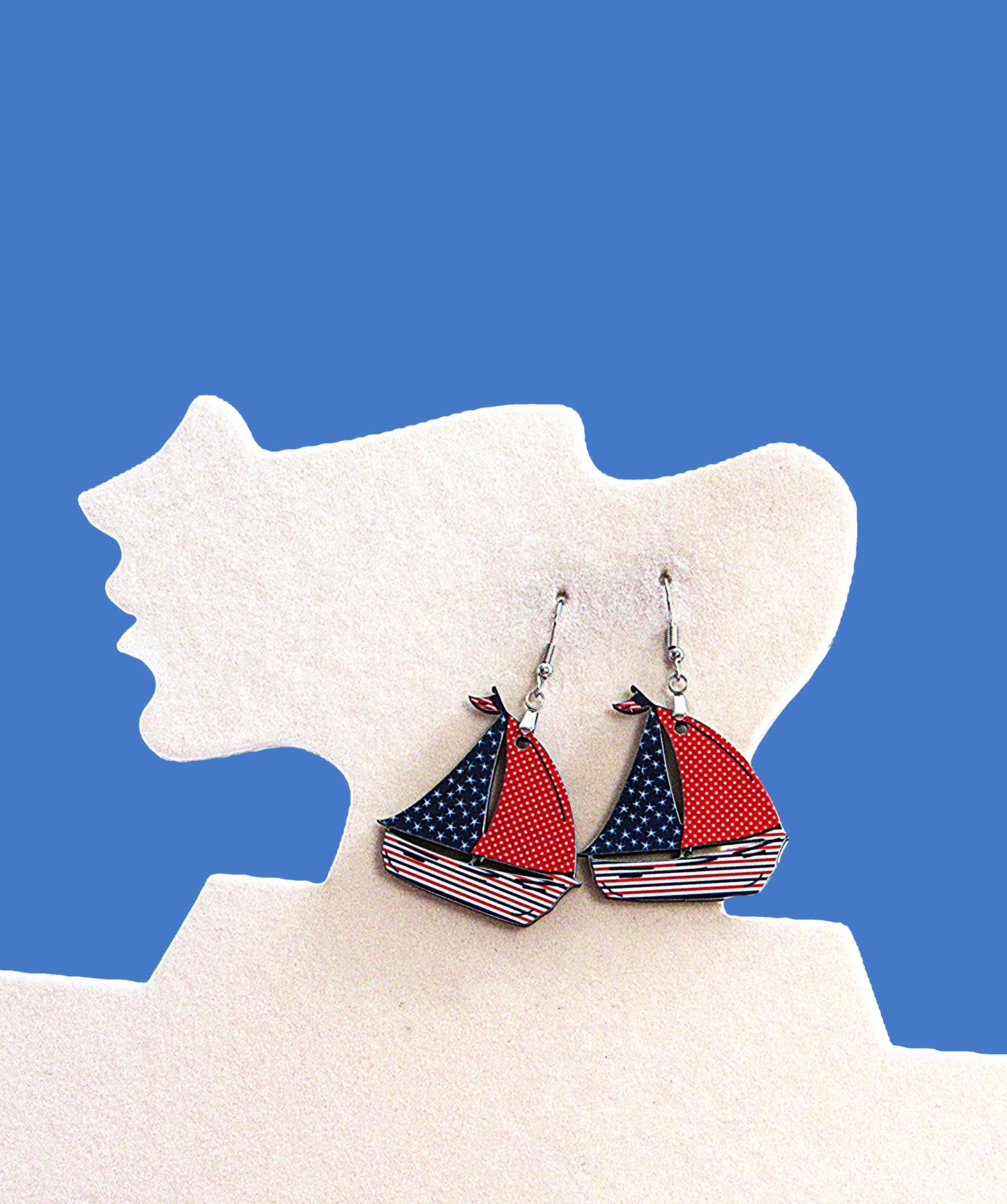 Sailboat Shaped Sublimated Earrings 1.5 inch