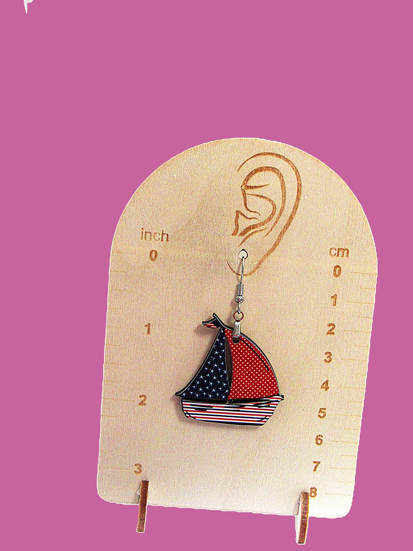 Sailboat Shaped Sublimated Earrings 1.5 inch