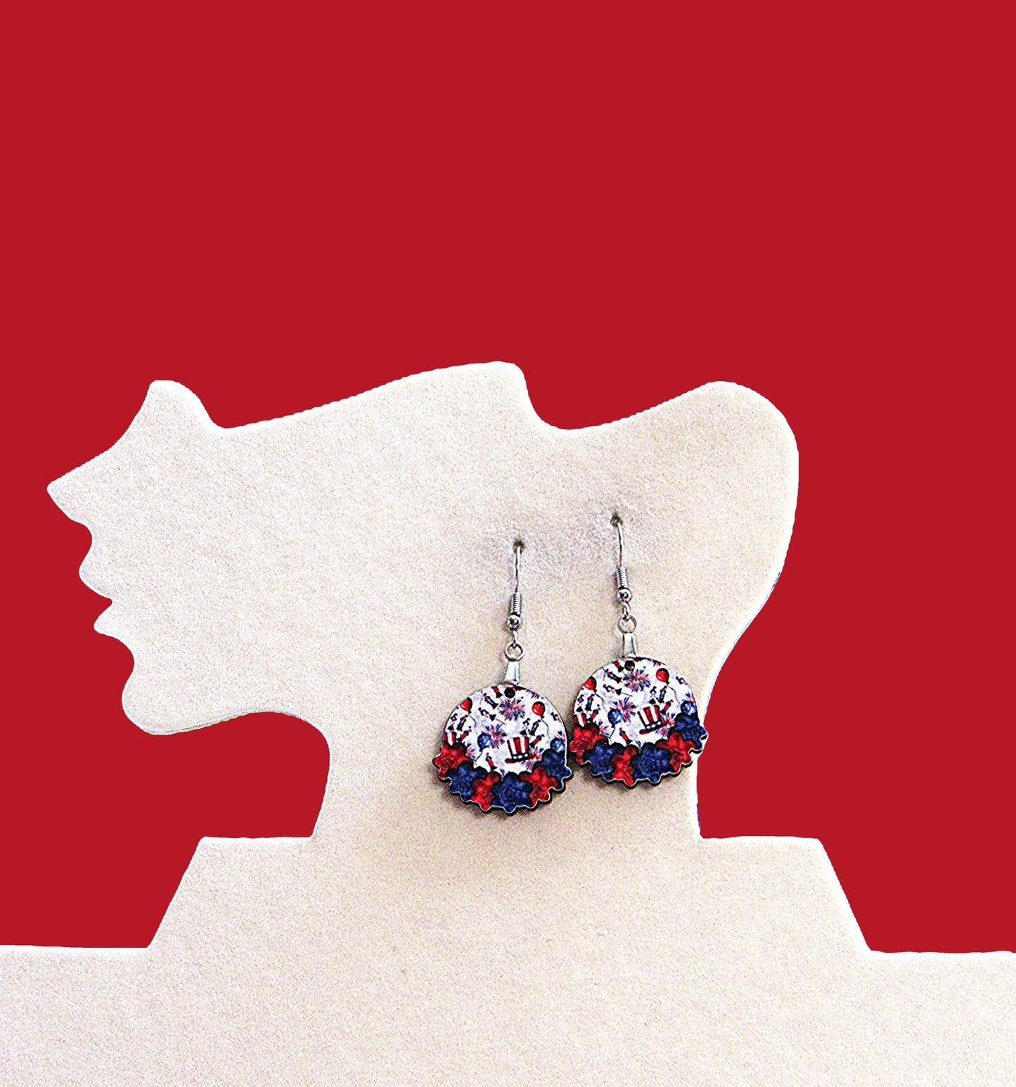 Floral Round Shaped Sublimated Earrings 1 inch