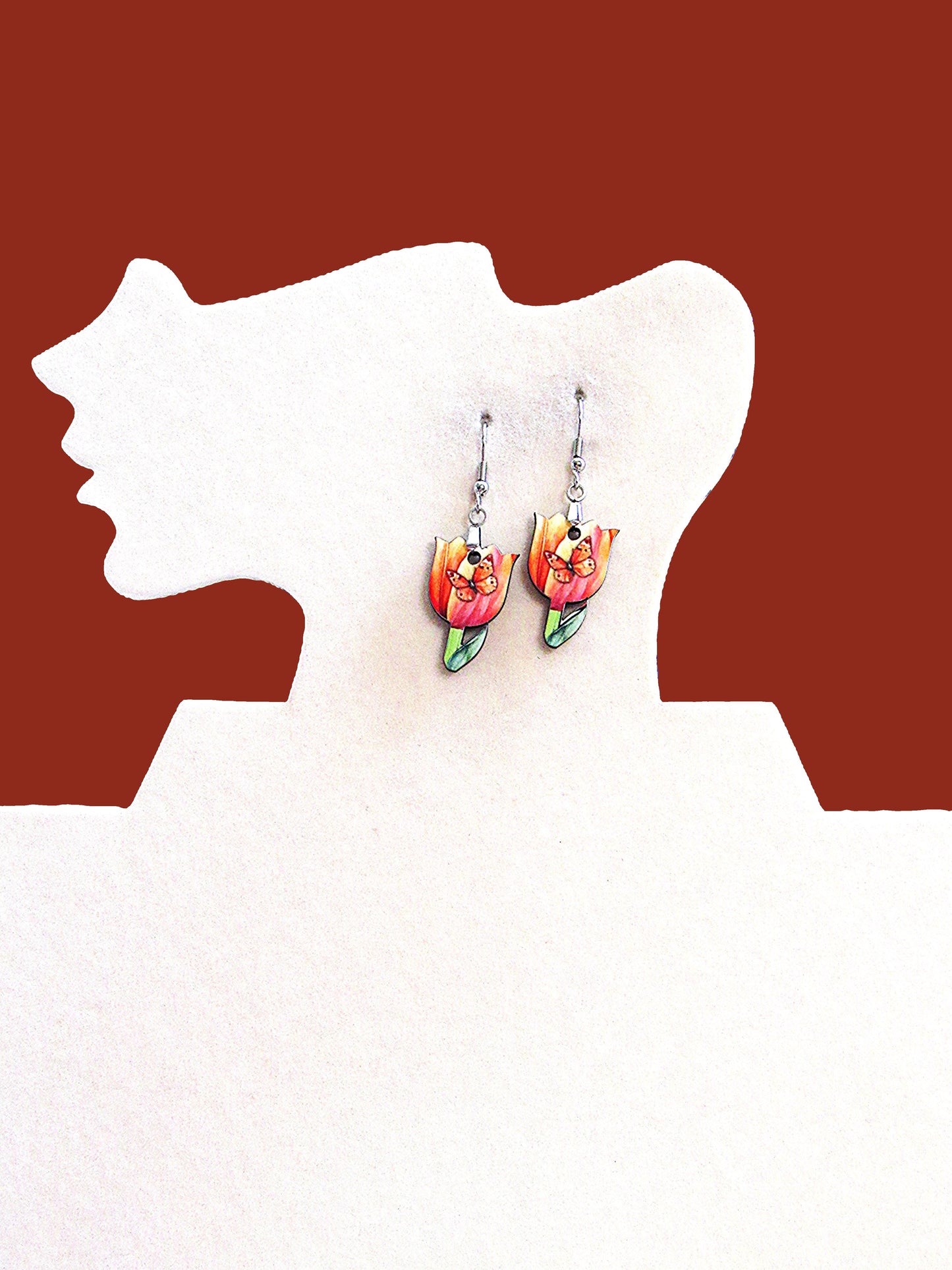 Tulip Shaped Sublimated Earrings 1 inch