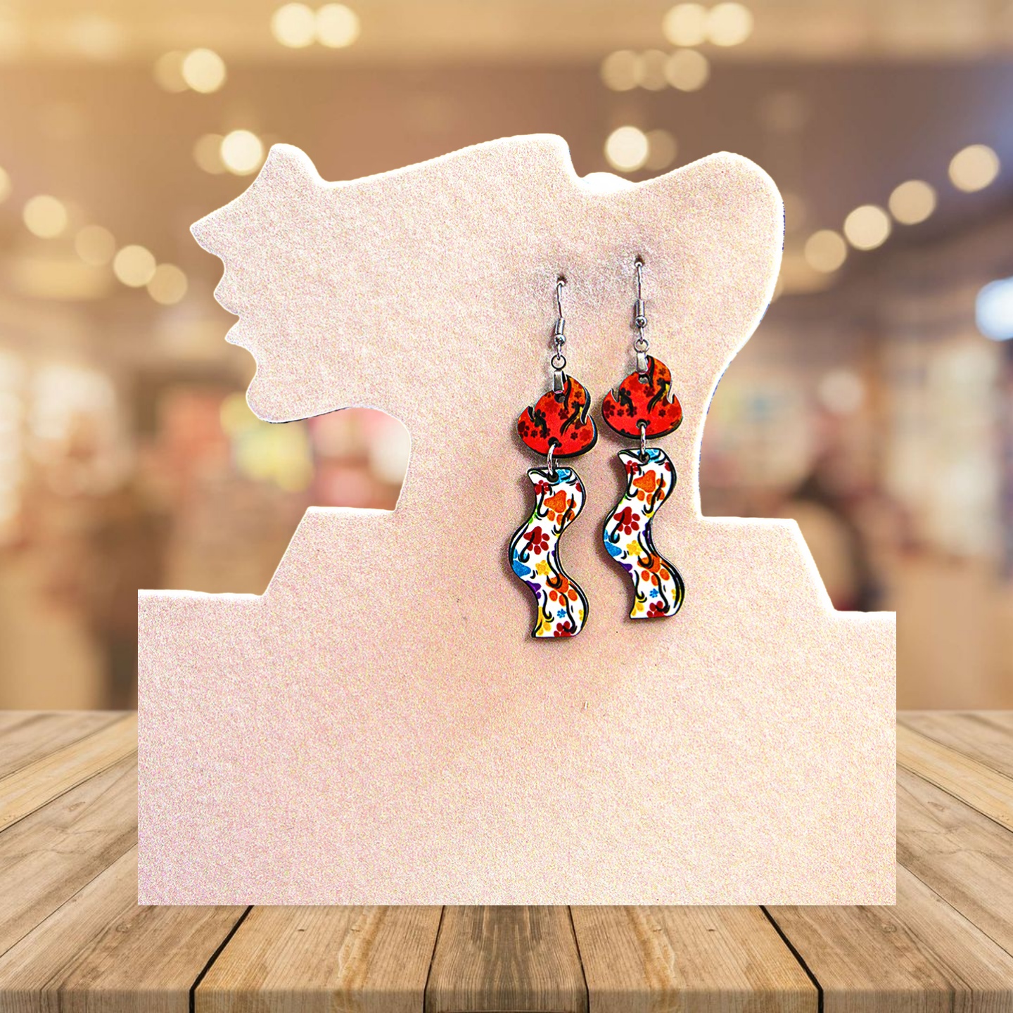 Wavy Candle Shaped Sublimated Earrings