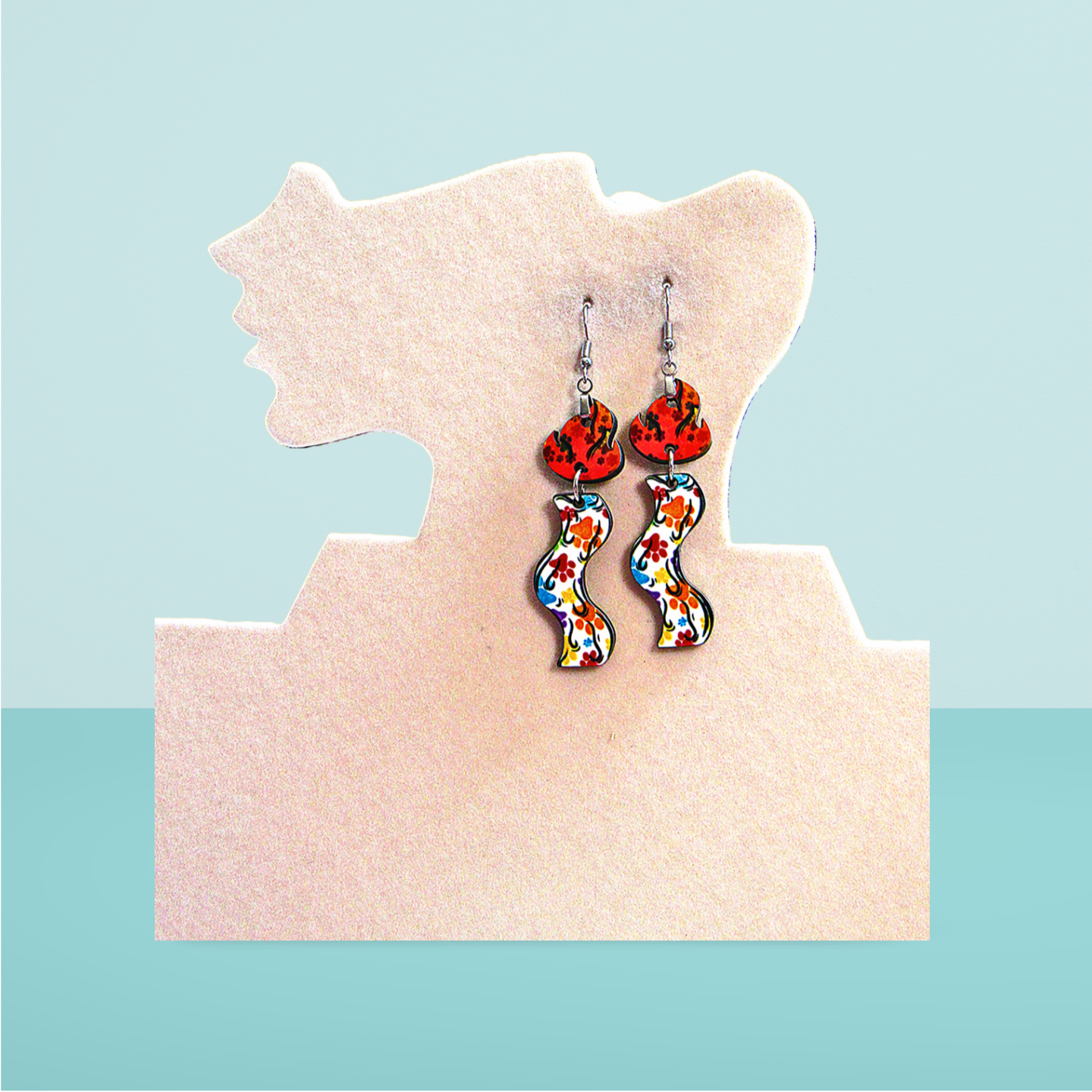 Wavy Candle Shaped Sublimated Earrings