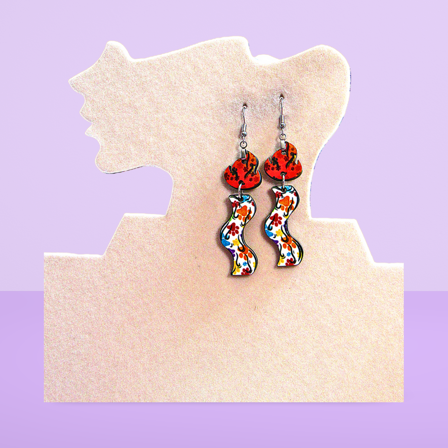 Wavy Candle Shaped Sublimated Earrings