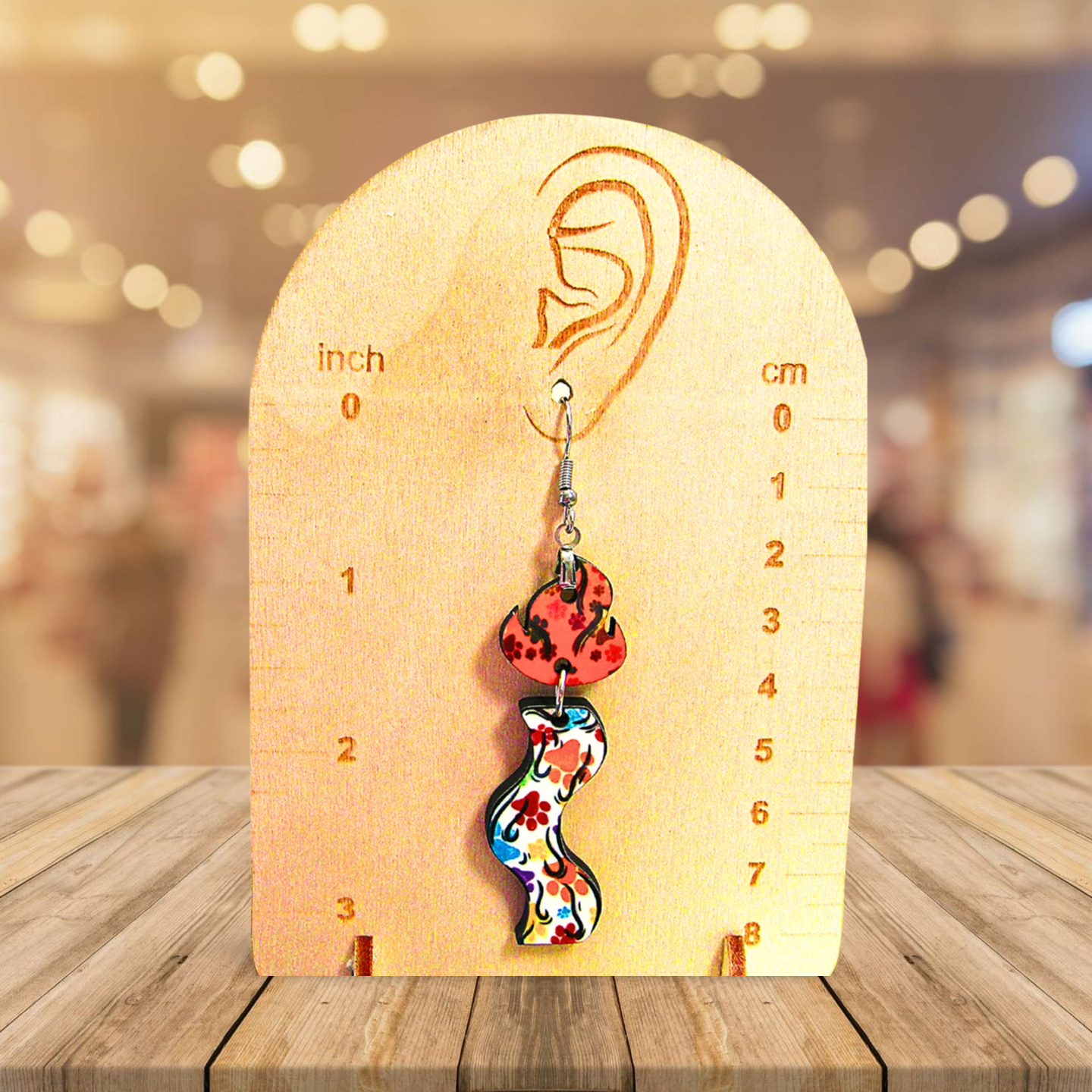 Wavy Candle Shaped Sublimated Earrings