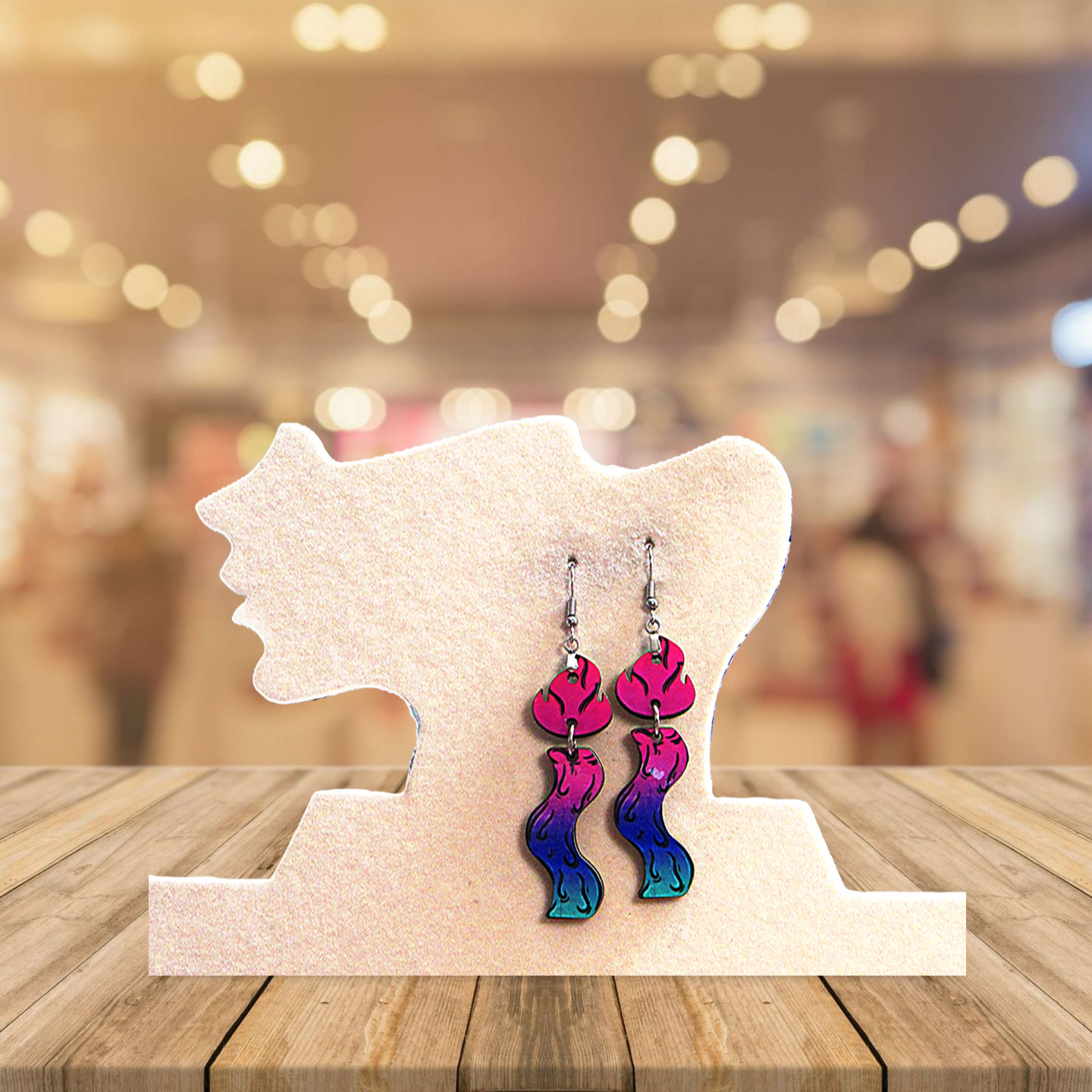 Wavy Candle Shaped Sublimated Earrings