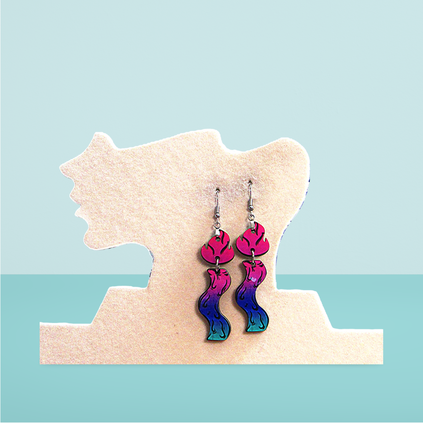Wavy Candle Shaped Sublimated Earrings