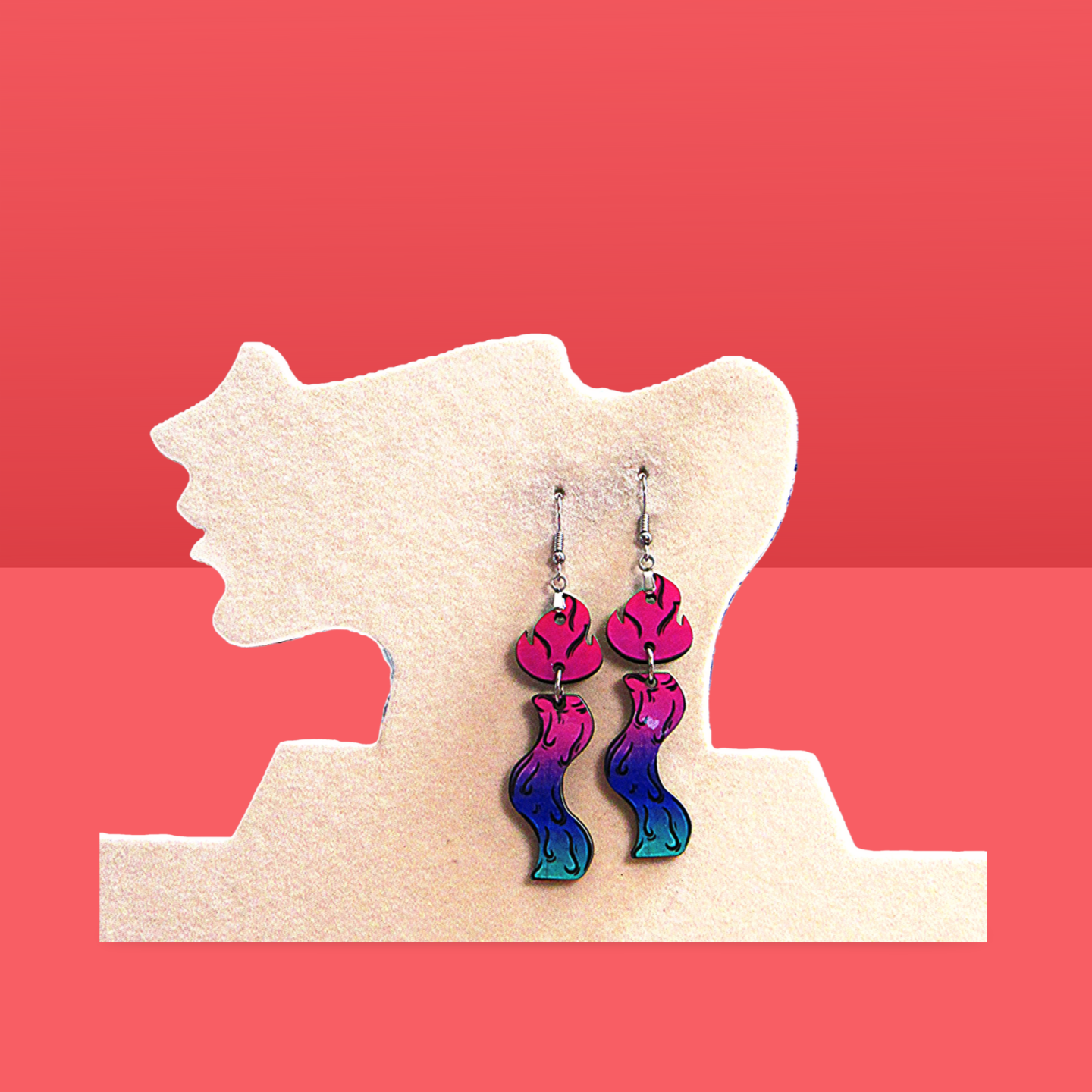 Wavy Candle Shaped Sublimated Earrings