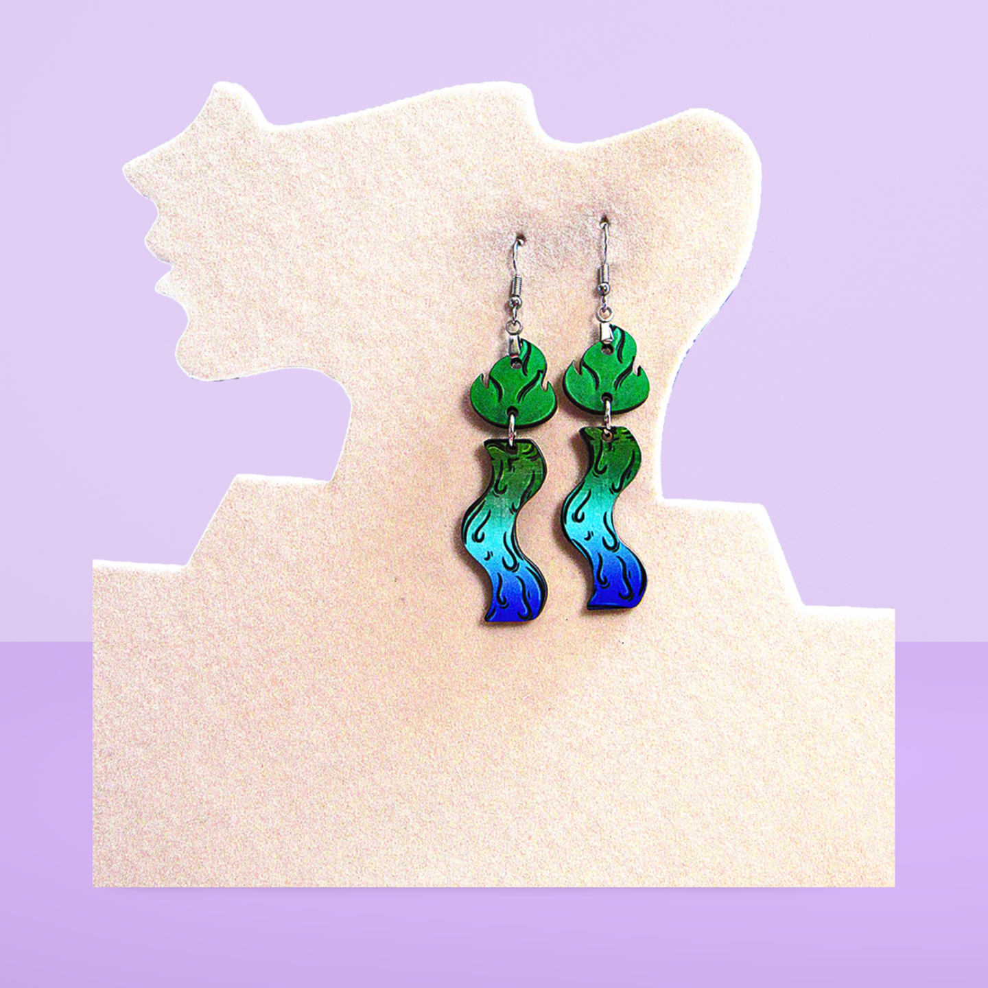 Wavy Candle Shaped Sublimated Earrings