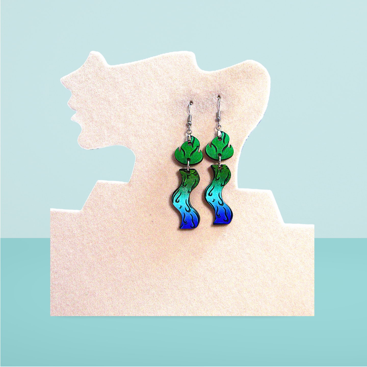 Wavy Candle Shaped Sublimated Earrings