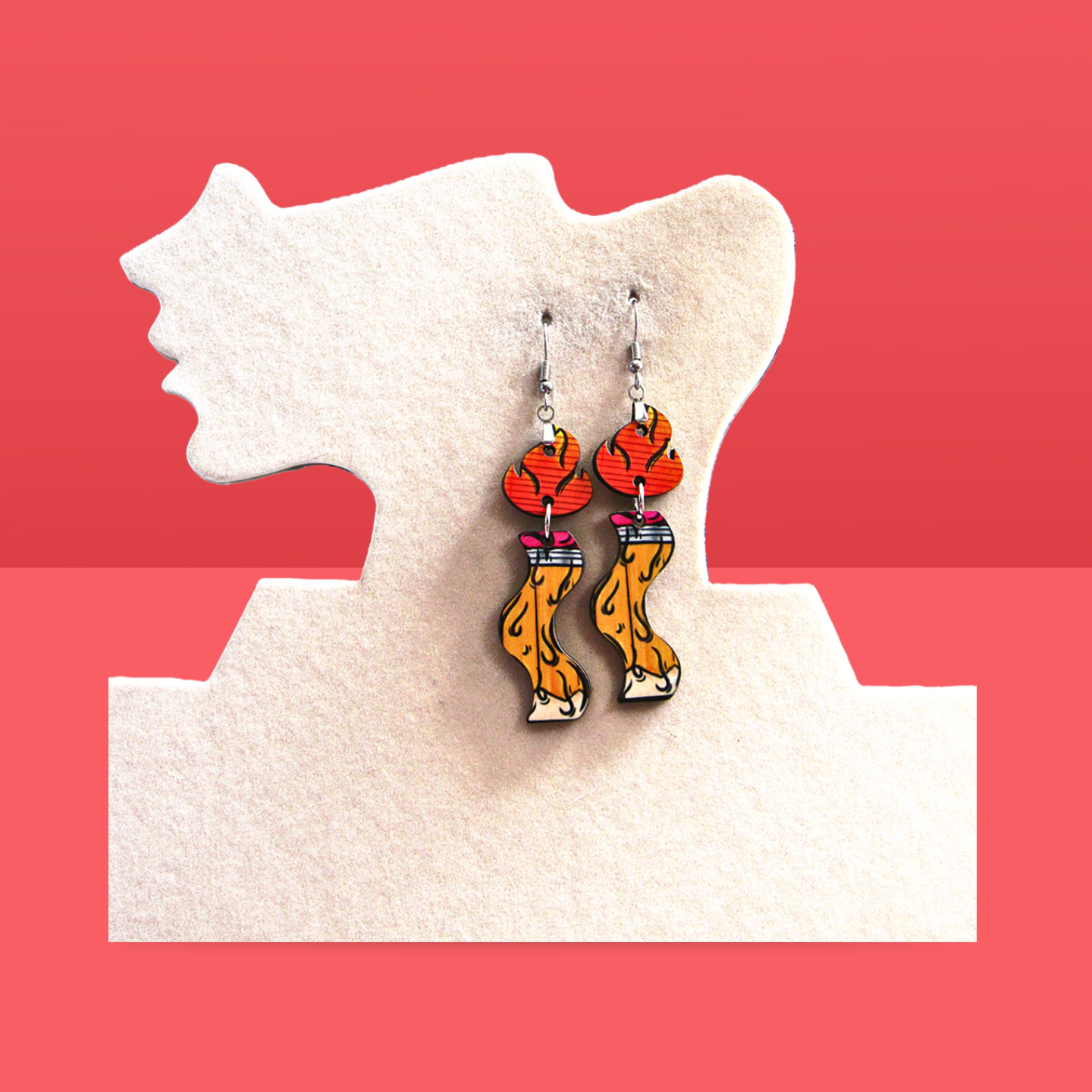 Wavy Candle Shaped Sublimated Earrings