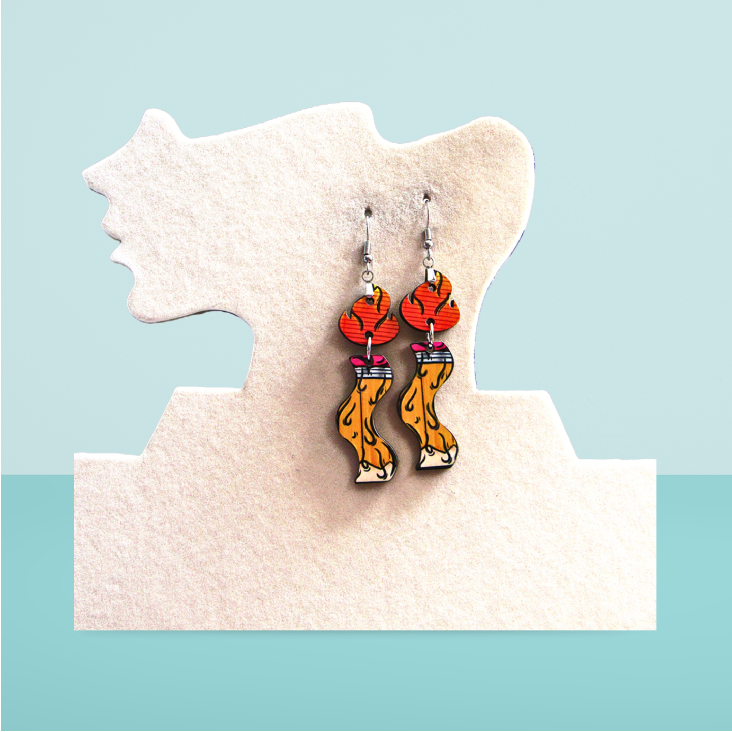 Wavy Candle Shaped Sublimated Earrings