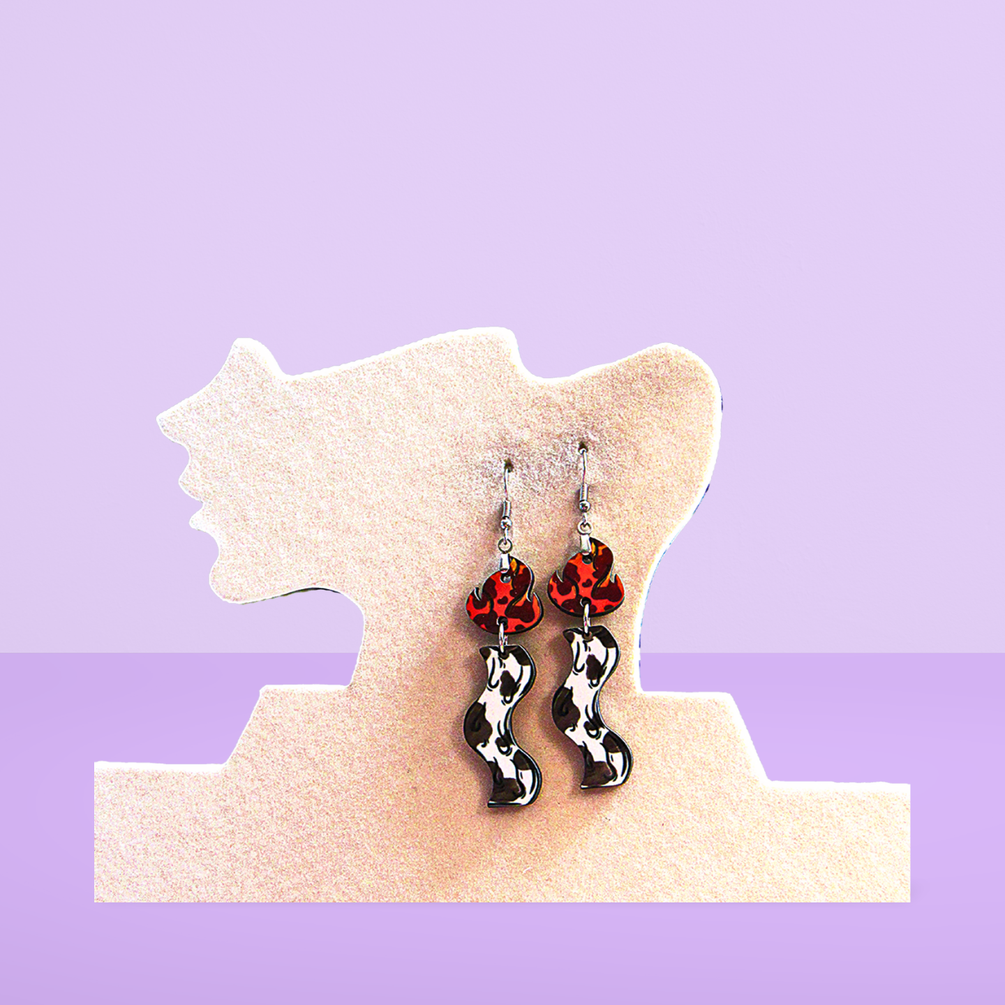 Wavy Candle Shaped Sublimated Earrings