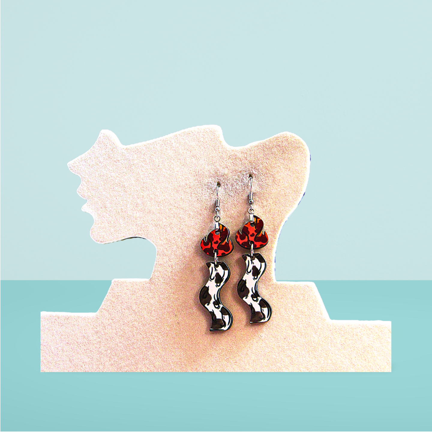 Wavy Candle Shaped Sublimated Earrings