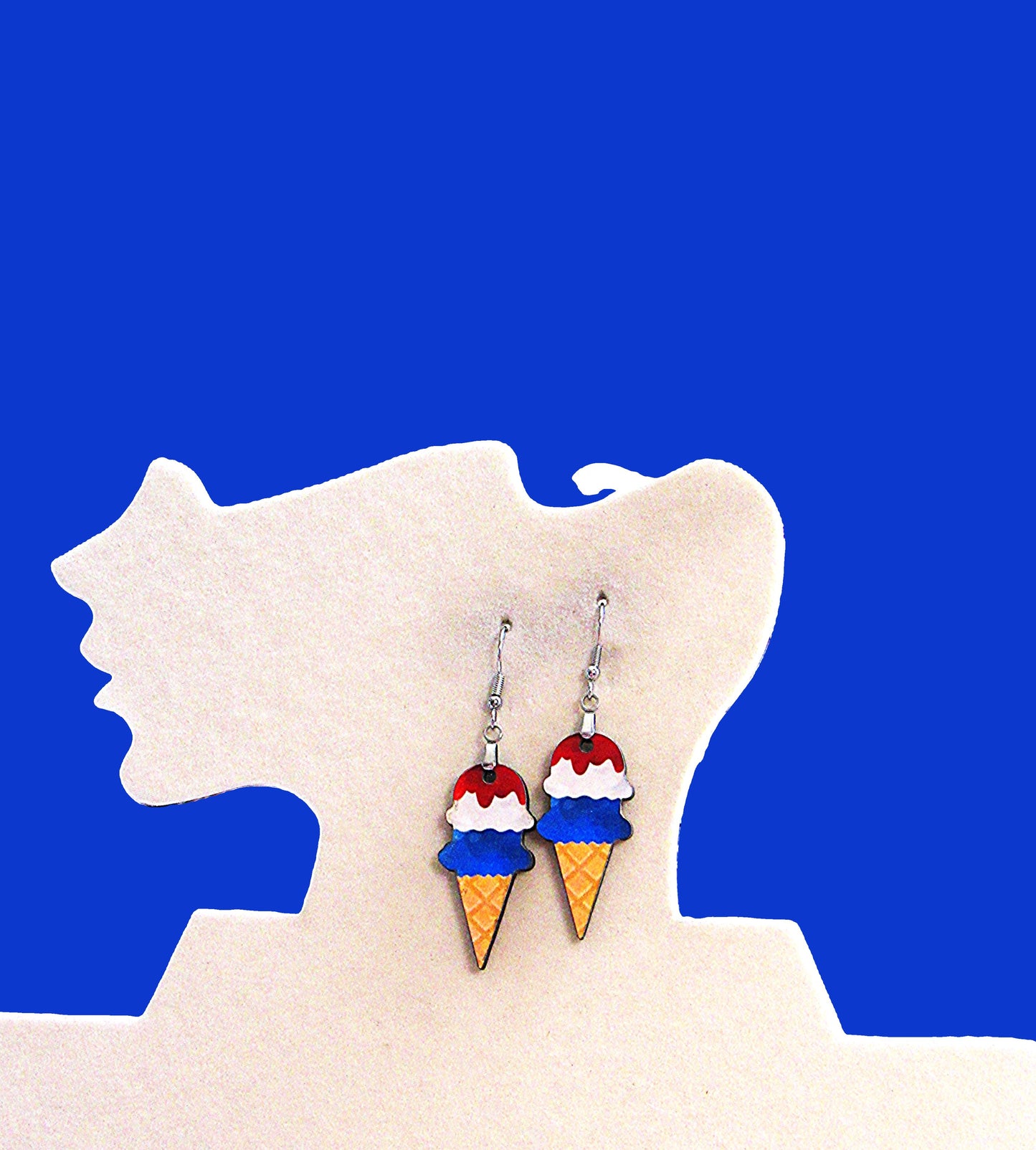 Ice Cream Cone Shaped Sublimated Earrings