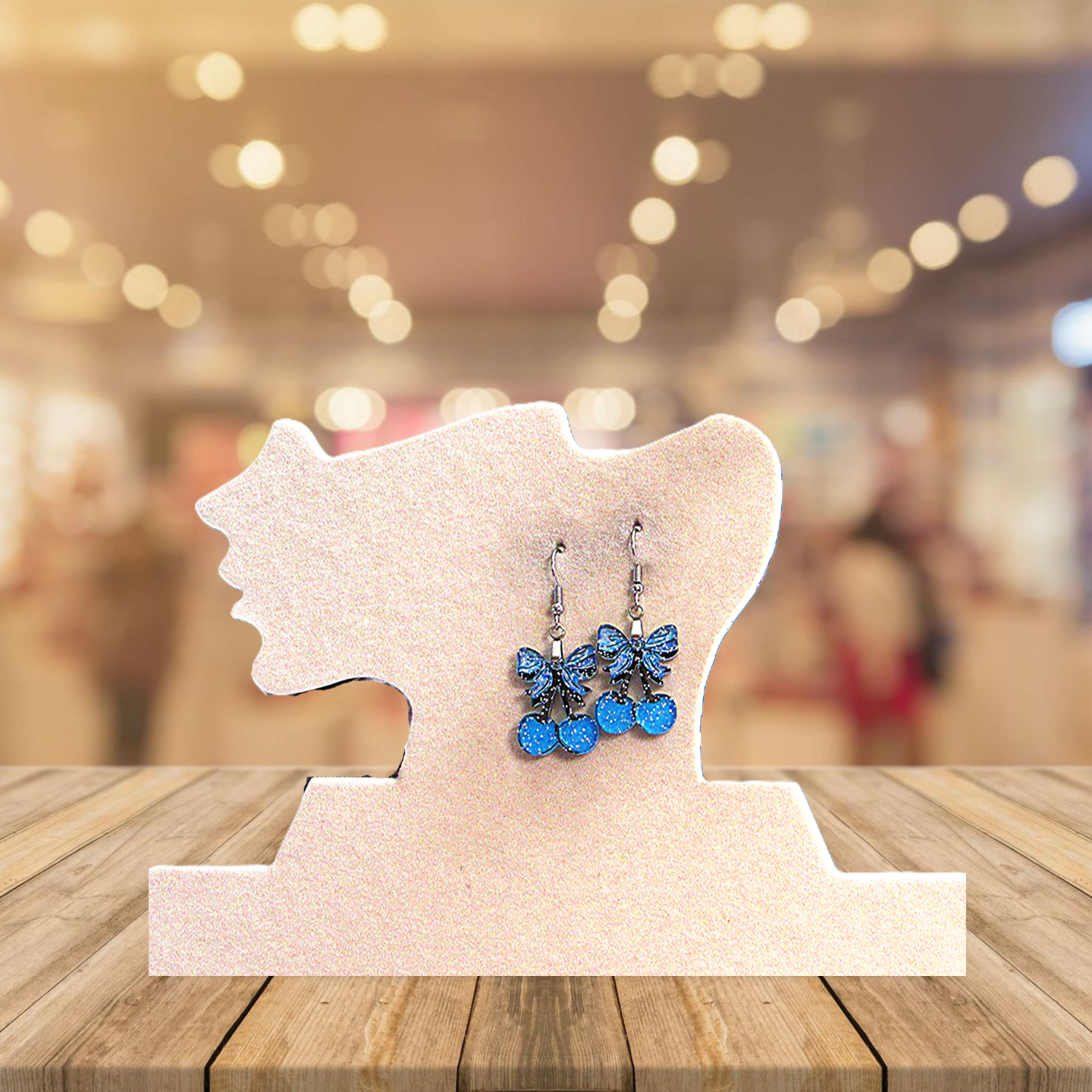 Glitter Acrylic Cherries with Bow Shaped Sublimated Earrings 1 inch