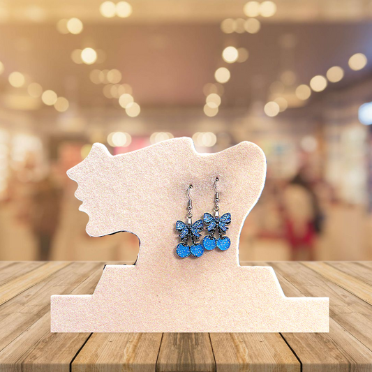 Glitter Acrylic Cherries with Bow Shaped Sublimated Earrings 1 inch