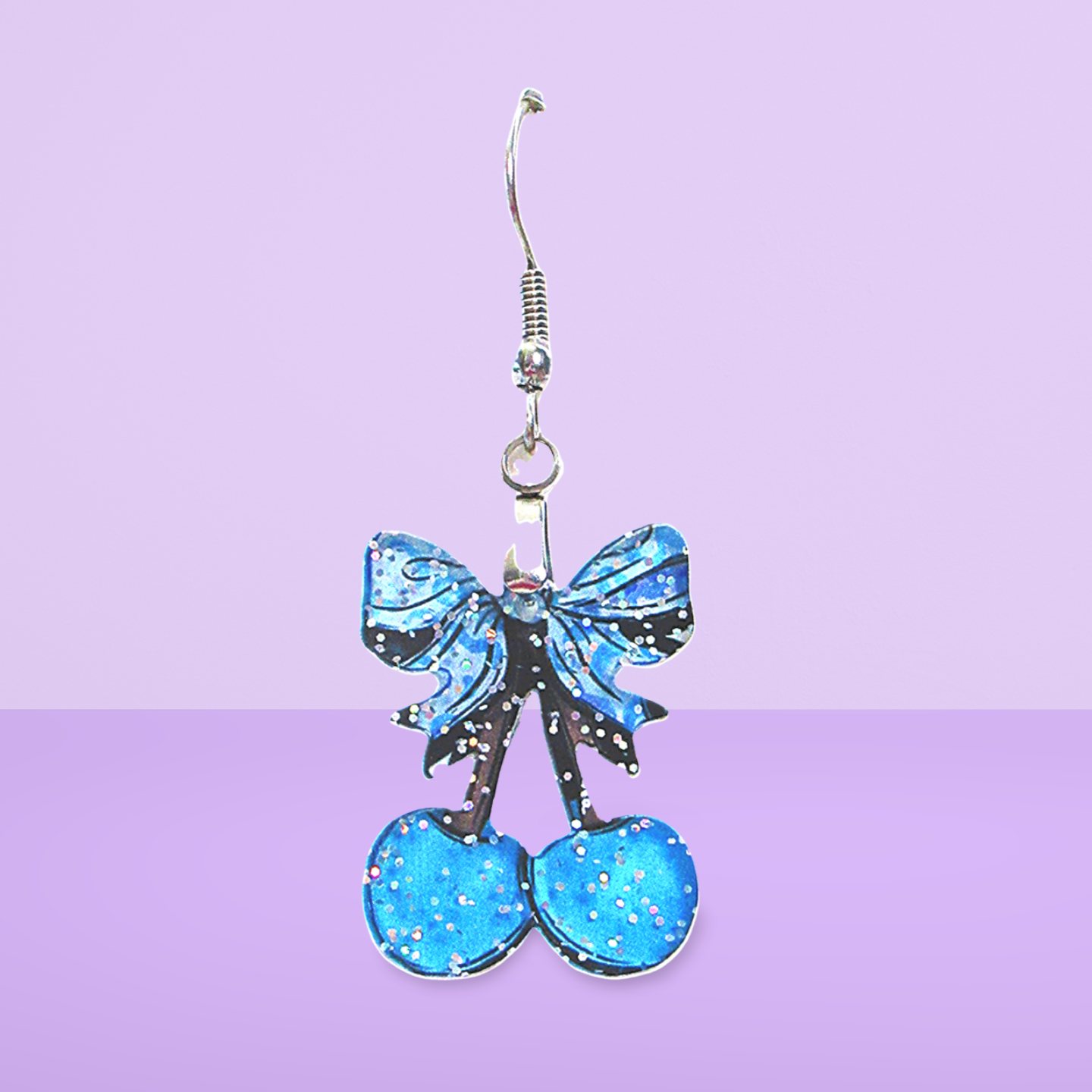 Glitter Acrylic Cherries with Bow Shaped Sublimated Earrings 1 inch