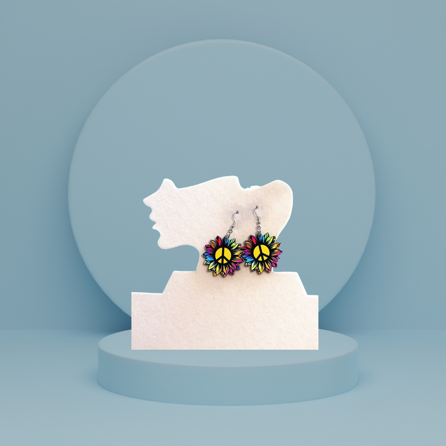 Sunflower Shaped Sublimated Earrings