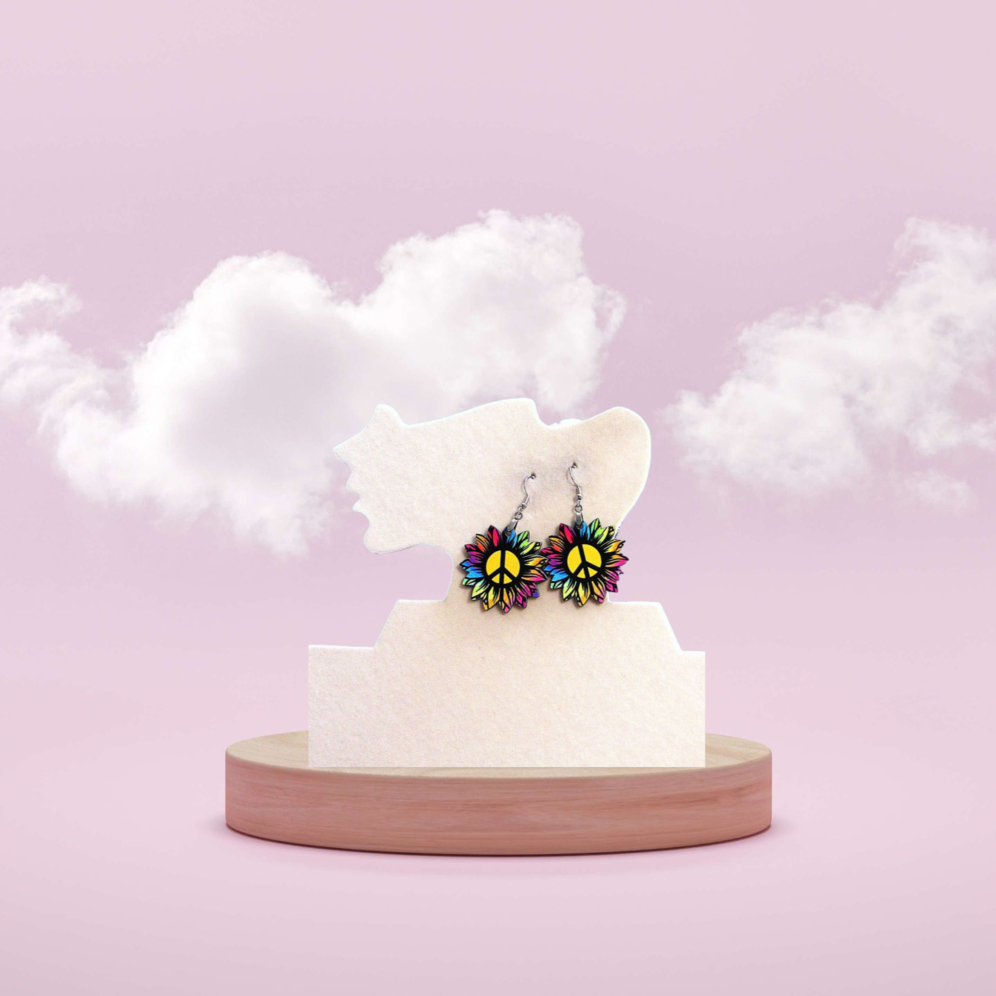 Sunflower Shaped Sublimated Earrings