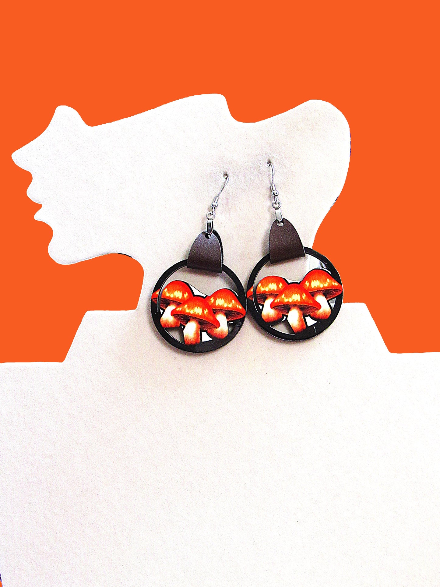 Mushroom Trio Shaped Sublimated Earring MDF