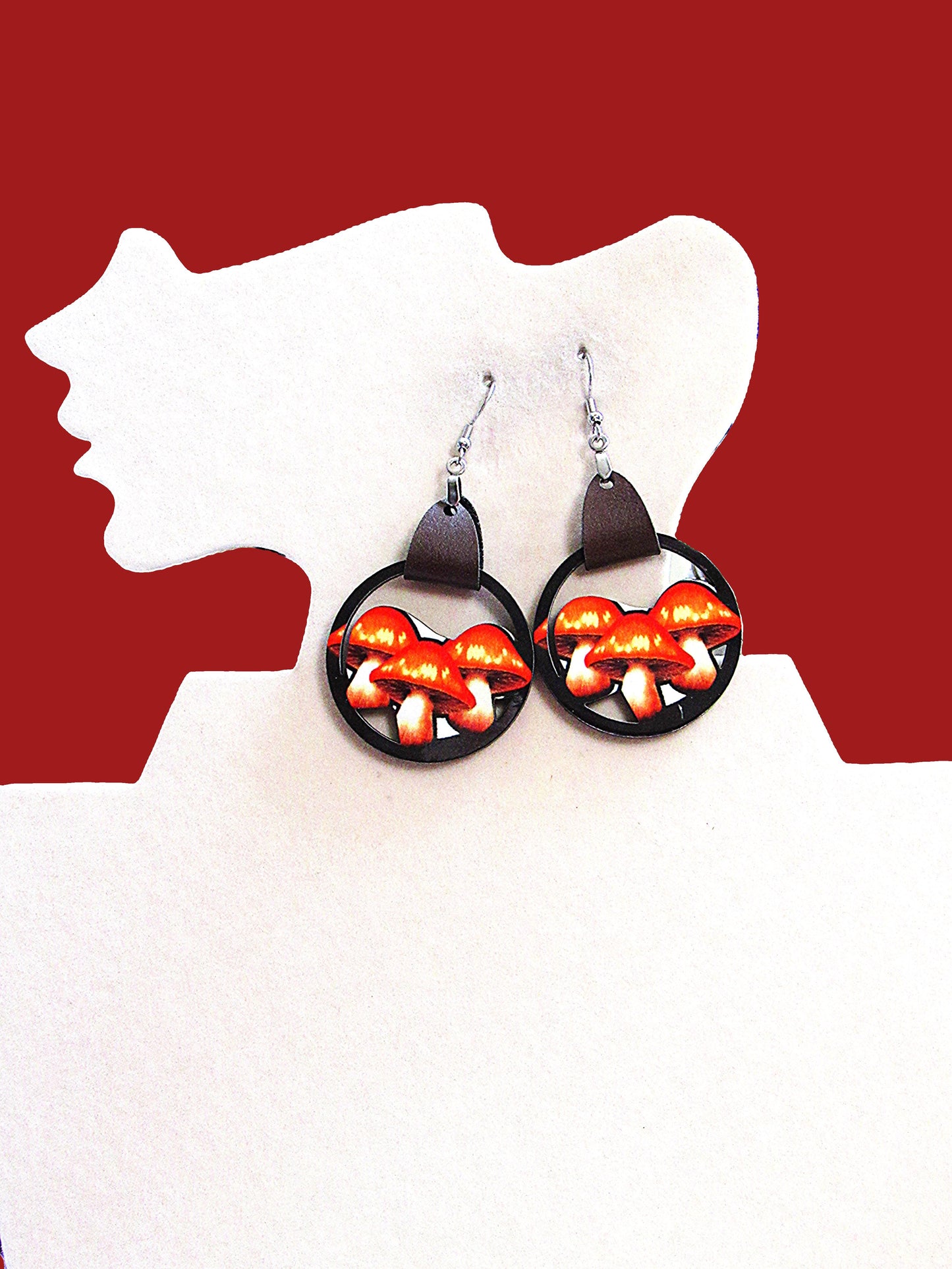 Mushroom Trio Shaped Sublimated Earring MDF