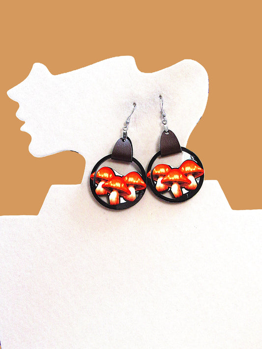 Mushroom Trio Shaped Sublimated Earring MDF