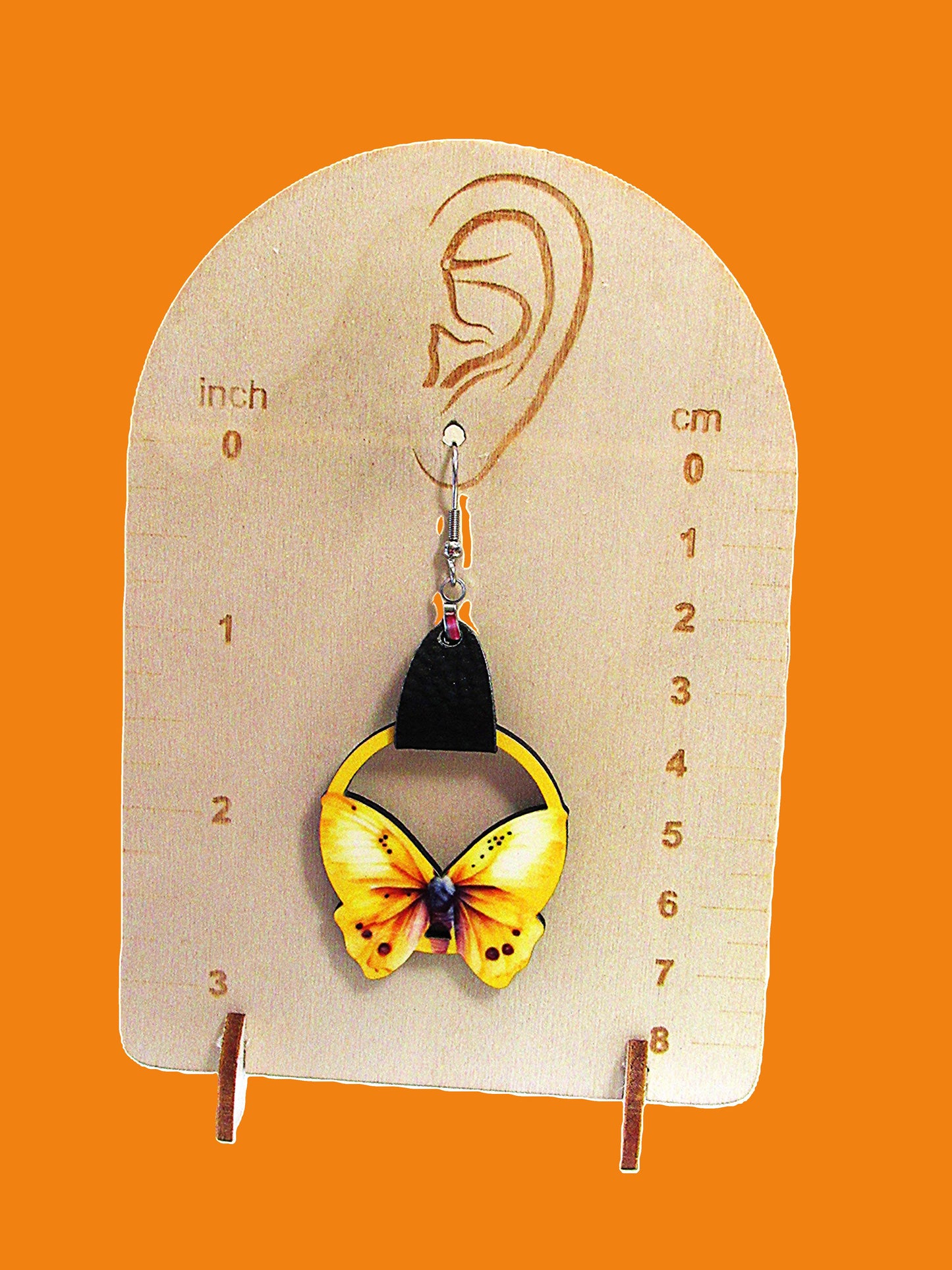 Round Butterfly Shaped Sublimated Earring