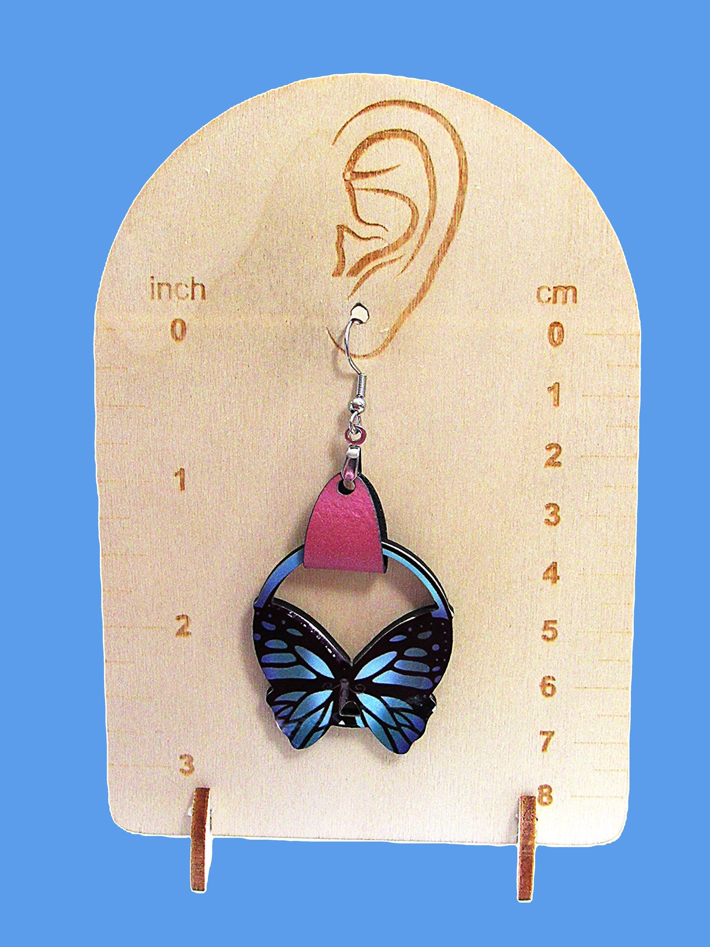 Round Butterfly Shaped Sublimated Earring