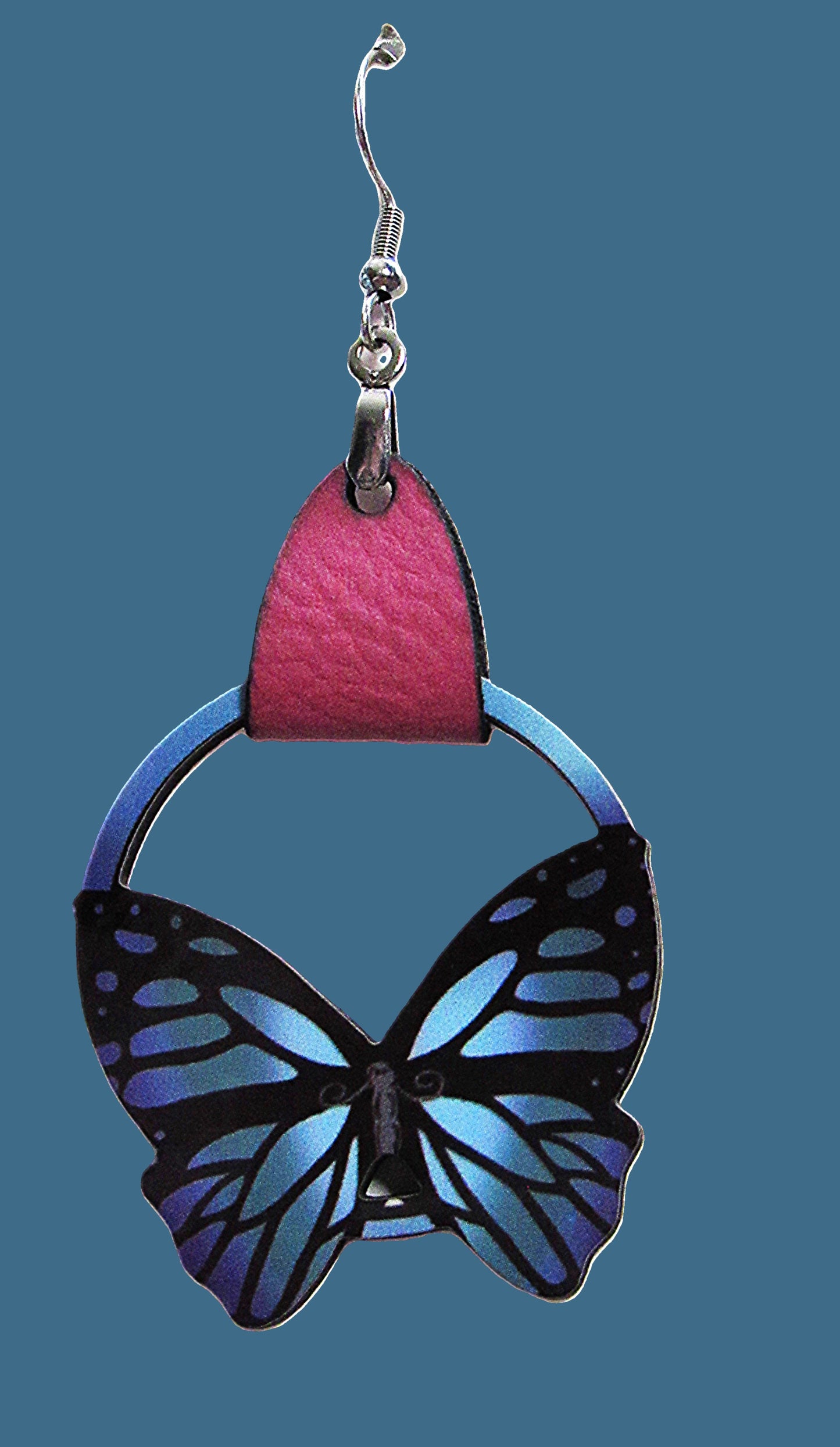 Round Butterfly Shaped Sublimated Earring