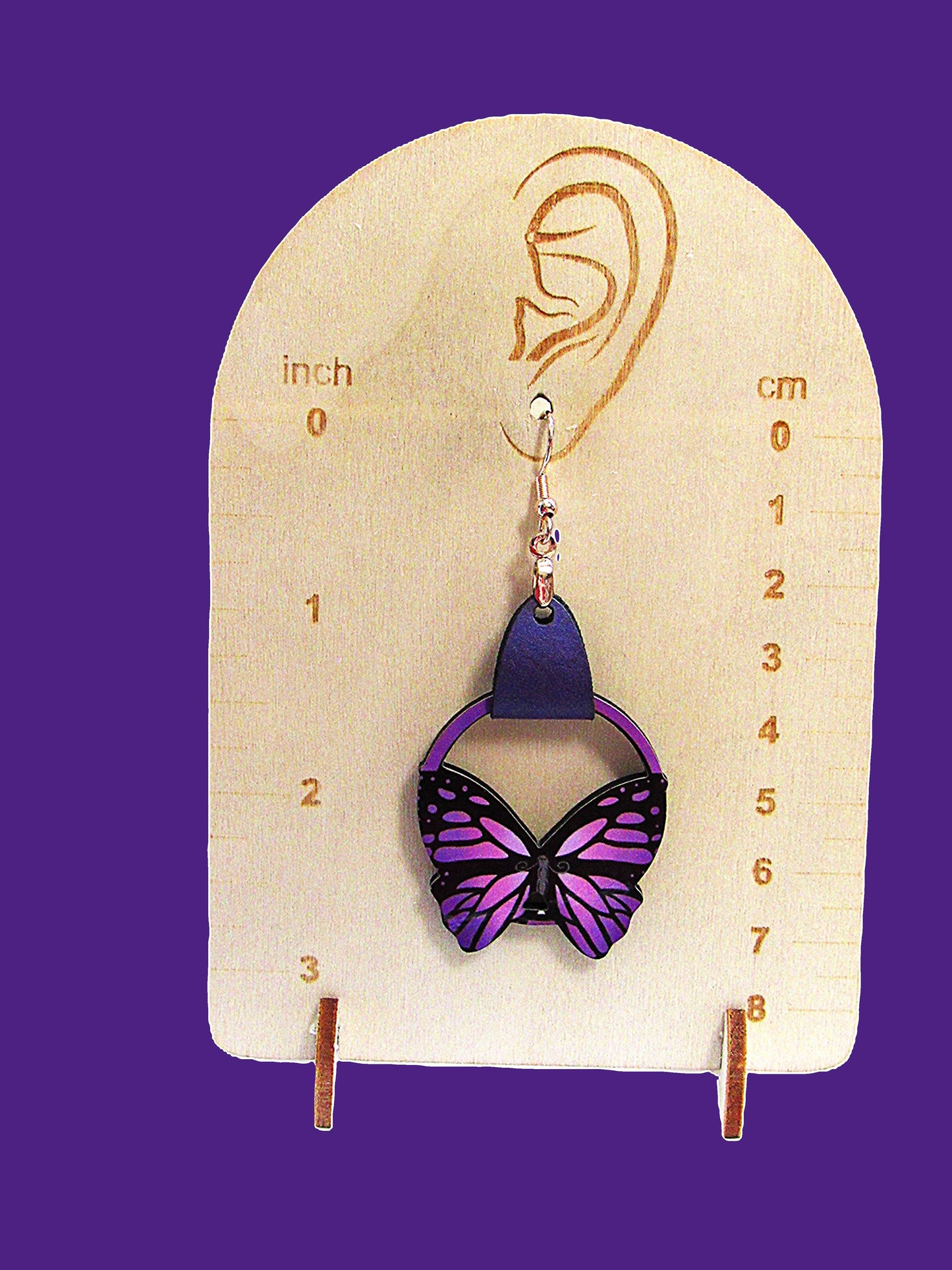 Round Butterfly Shaped Sublimated Earring