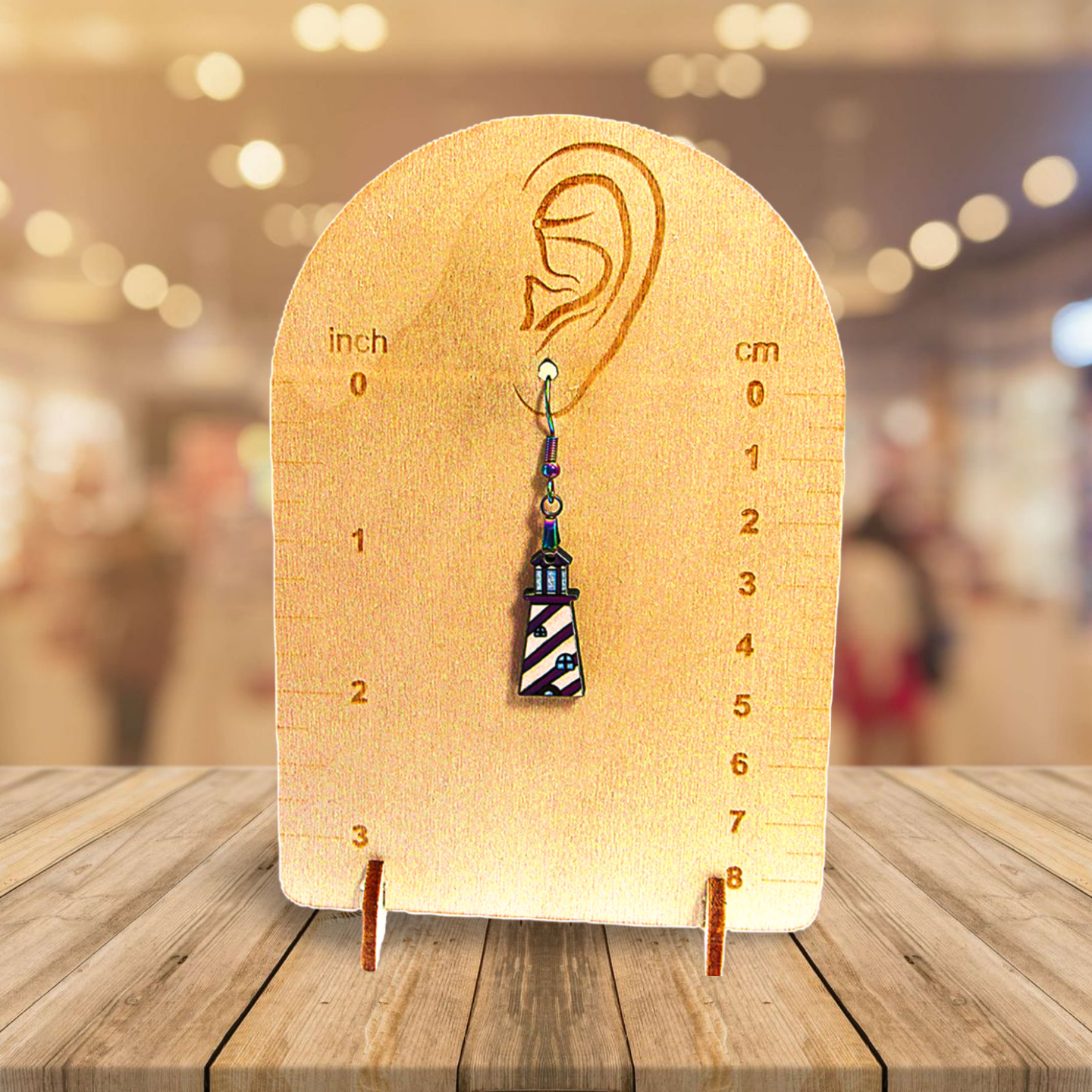 Lighthouse Shaped Sublimated Earrings MDF 1 Inch.