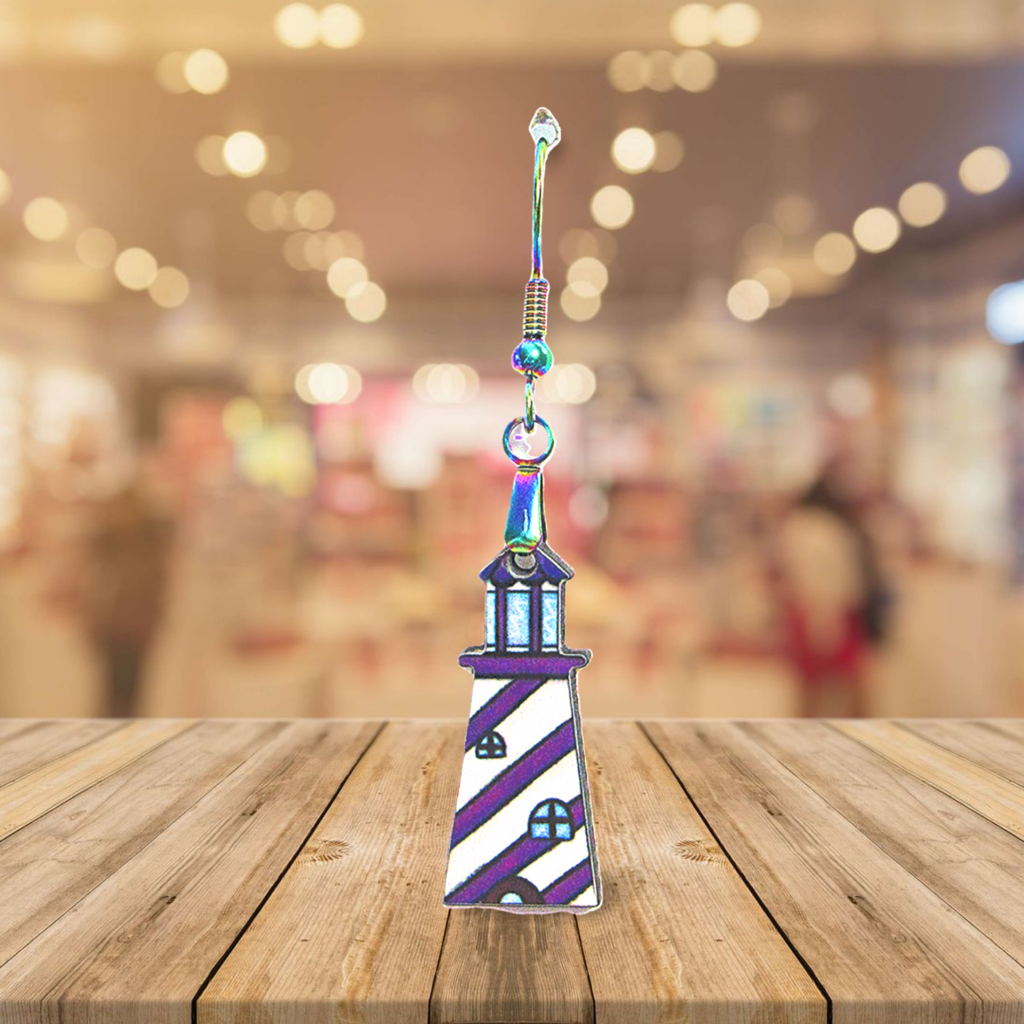 Lighthouse Shaped Sublimated Earrings MDF 1 Inch.