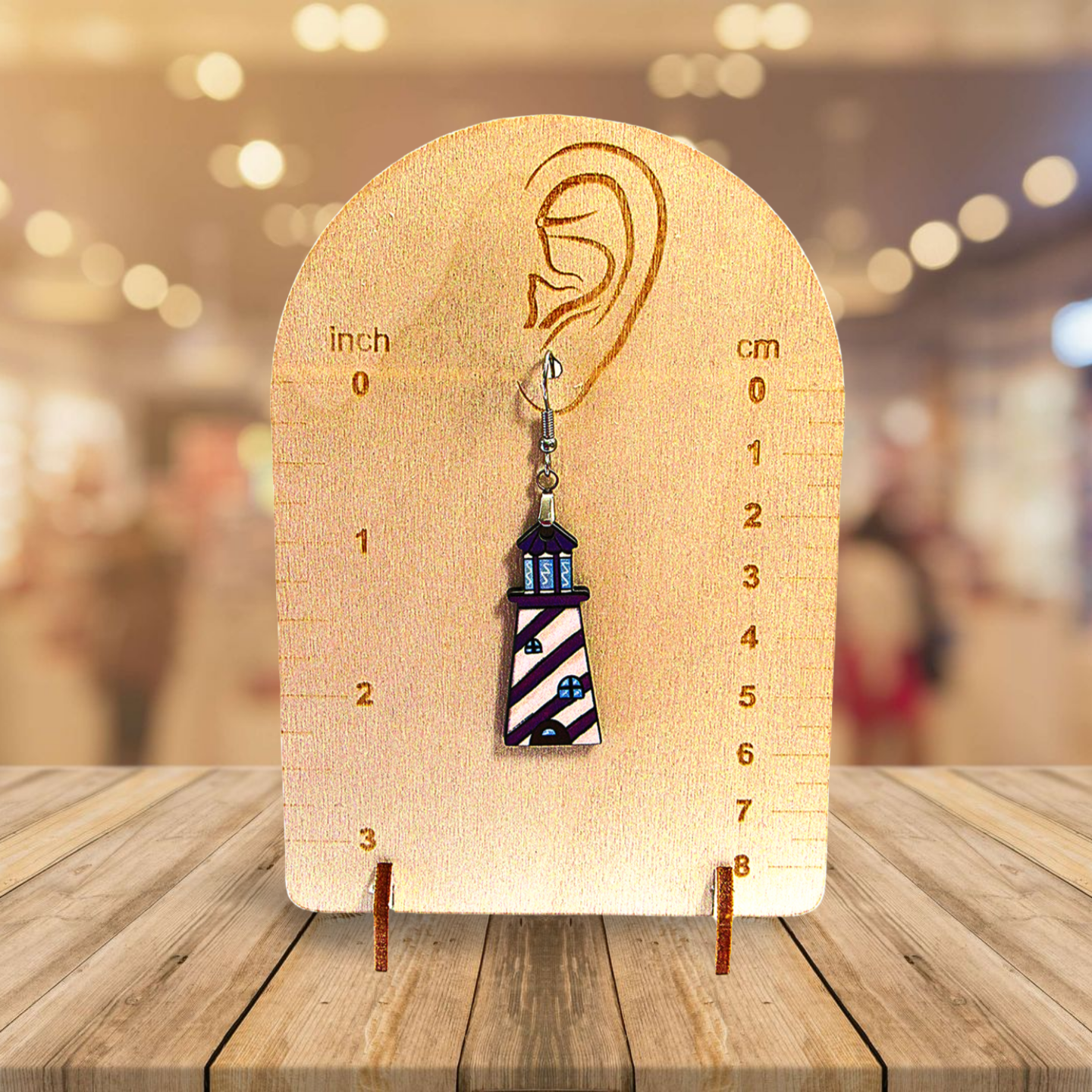 Lighthouse Shaped Sublimated Earrings MDF 1.5 Inch.