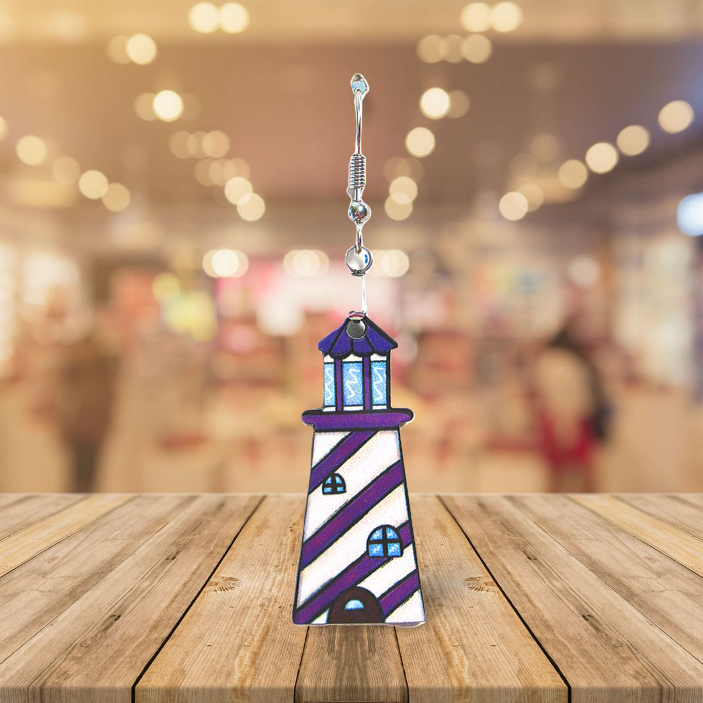 Lighthouse Shaped Sublimated Earrings MDF 1.5 Inch.