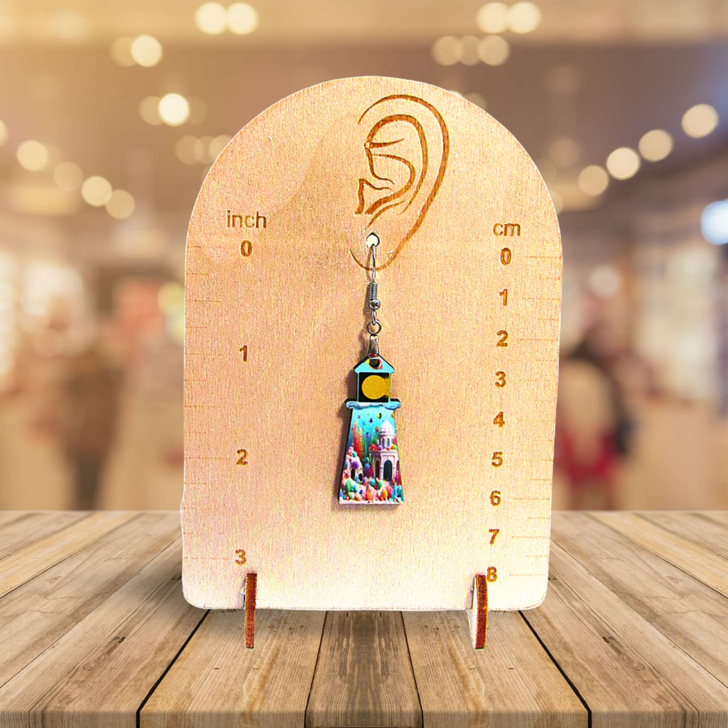 Lighthouse Shaped Sublimated Earrings MDF 1.5 Inch.